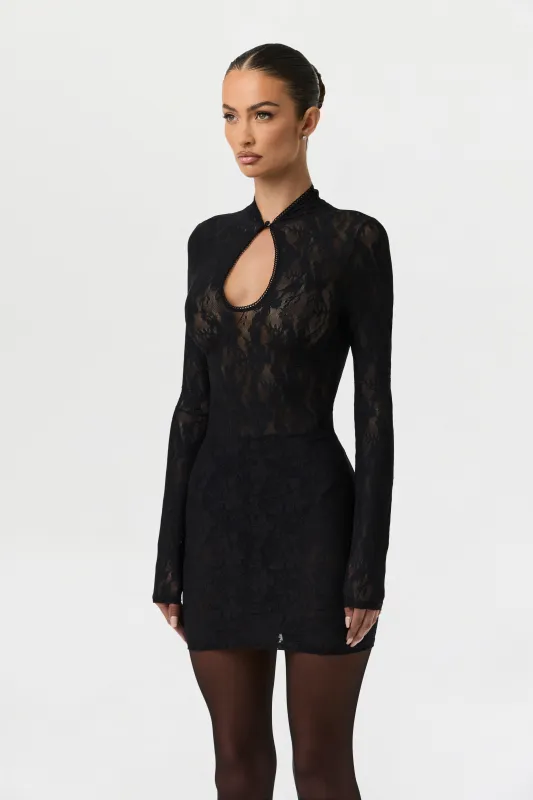Stretch Lace Keyhole Mini Dress sold by Naked Wardrobe