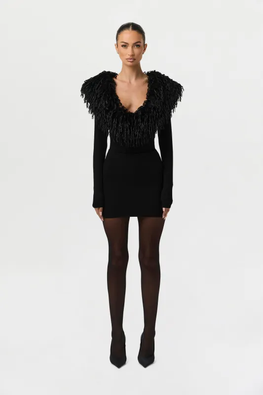 Butter Feather V-Neck Bodysuit sold by Naked Wardrobe