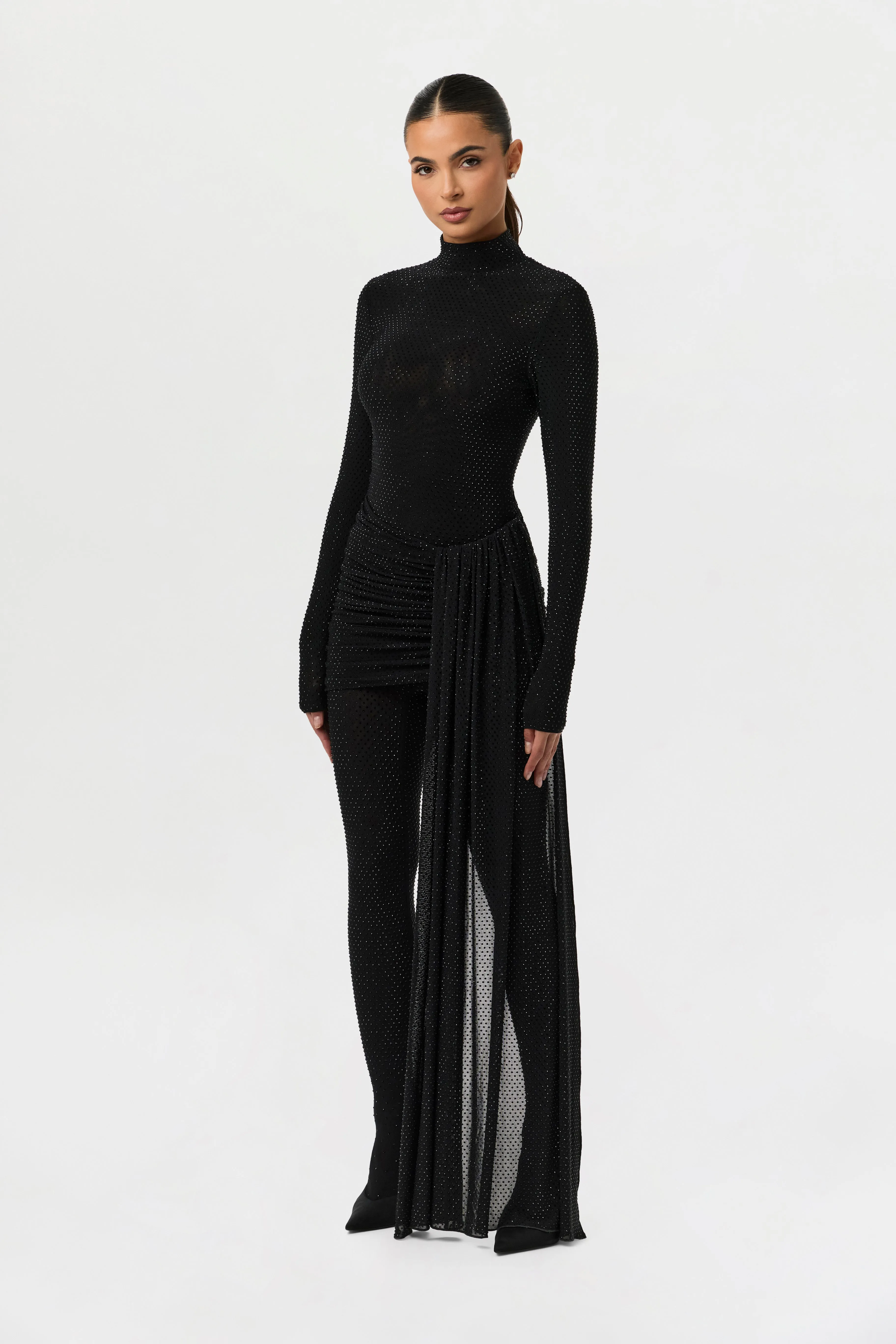 Crystal Ruched Drape Mini Skirt sold by Naked Wardrobe product image thumbnail 3