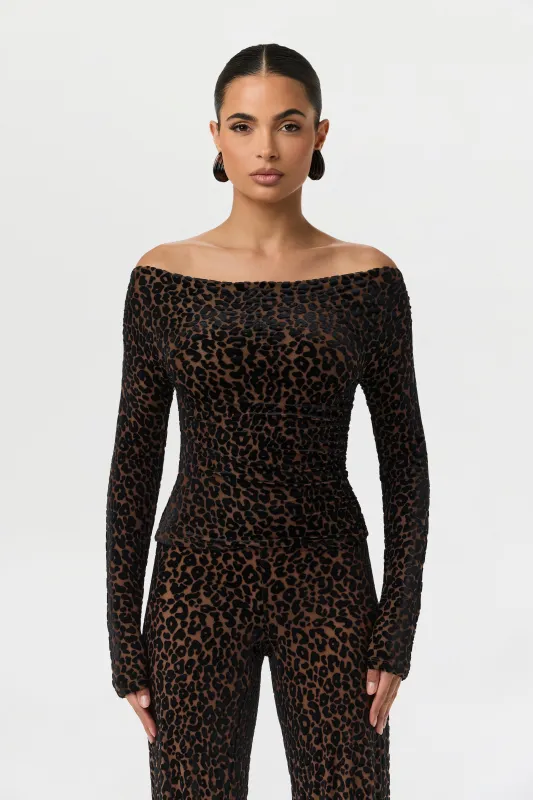 Burnout Print Off-Shoulder Top sold by Naked Wardrobe