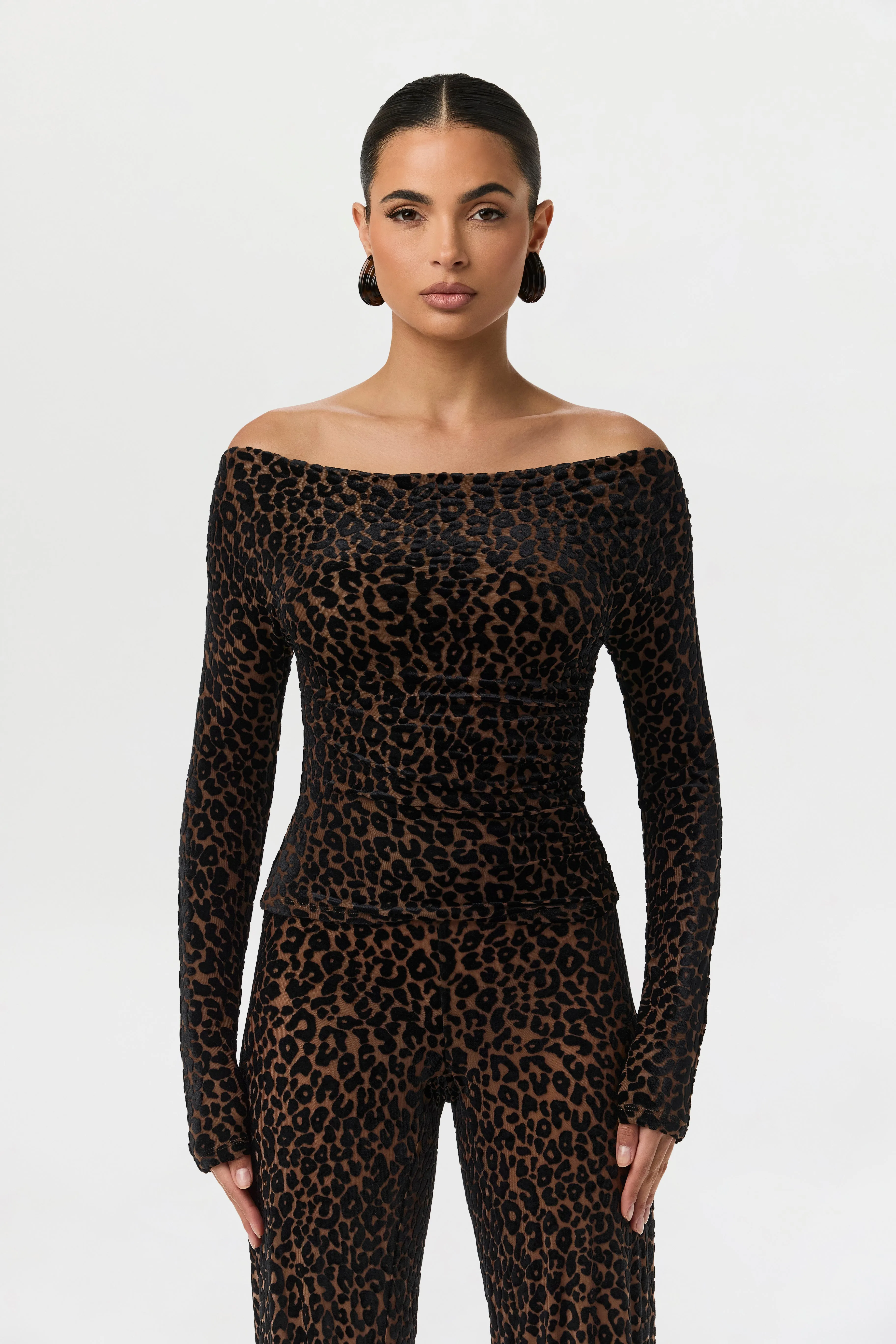 Burnout Print Off-Shoulder Top sold by Naked Wardrobe