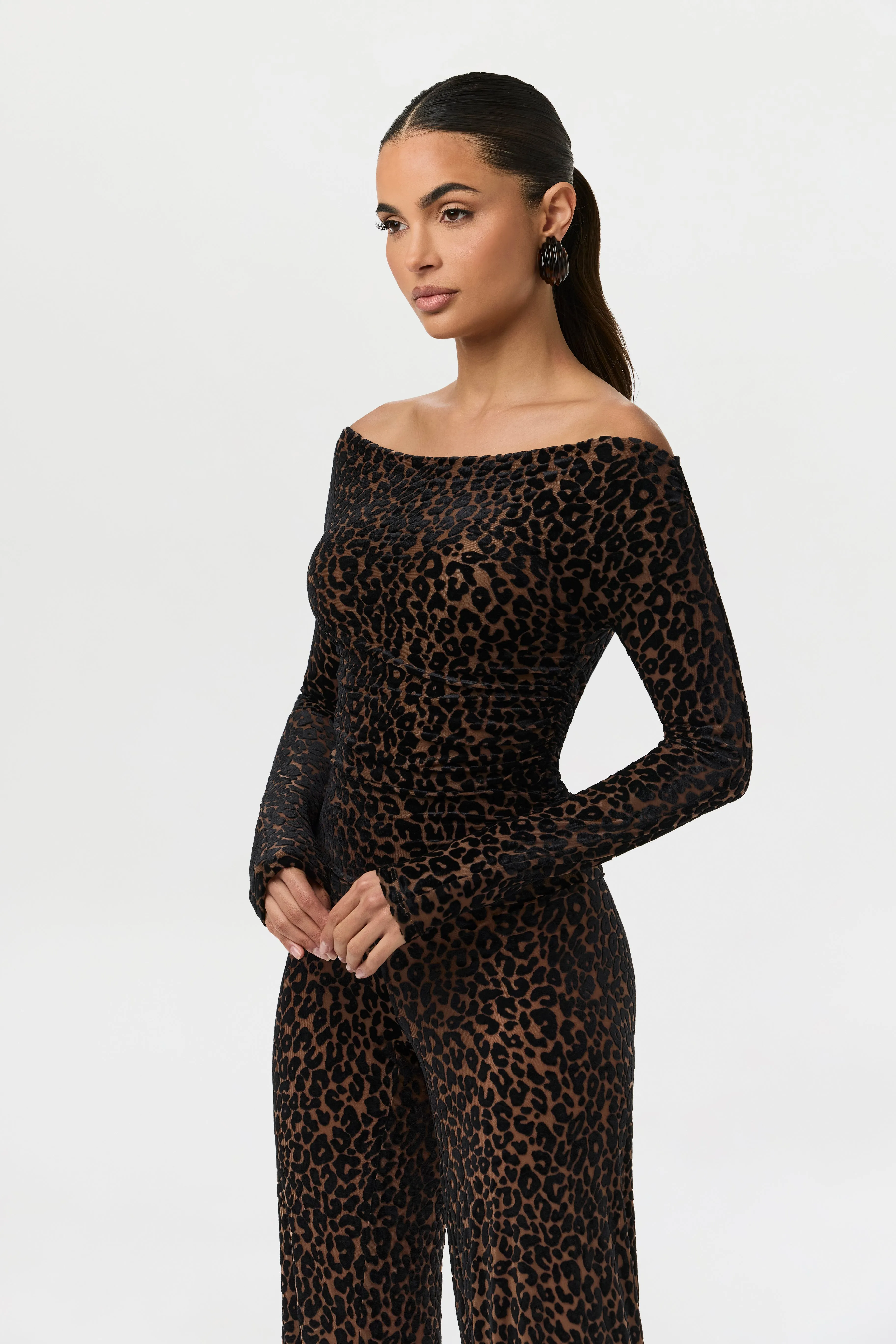 Burnout Print Off-Shoulder Top sold by Naked Wardrobe product image thumbnail 5