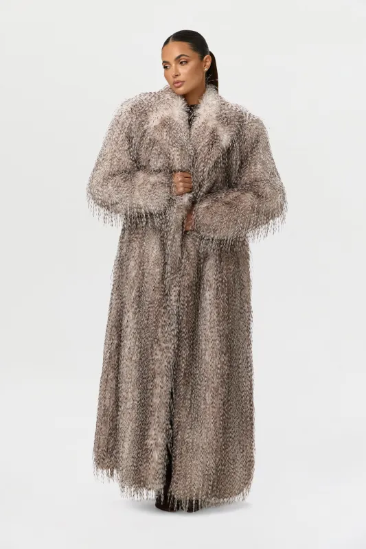 Faux Feather Plush Long Coat sold by Naked Wardrobe