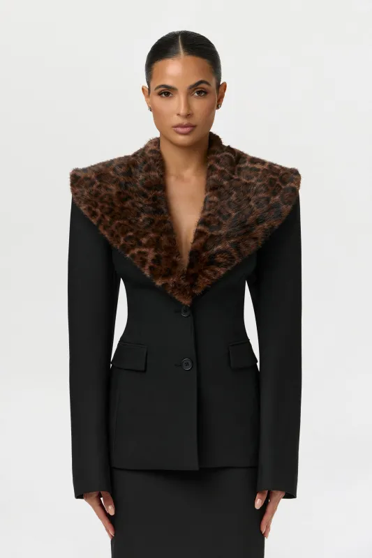 Suiting Faux Fur Leopard Blazer sold by Naked Wardrobe