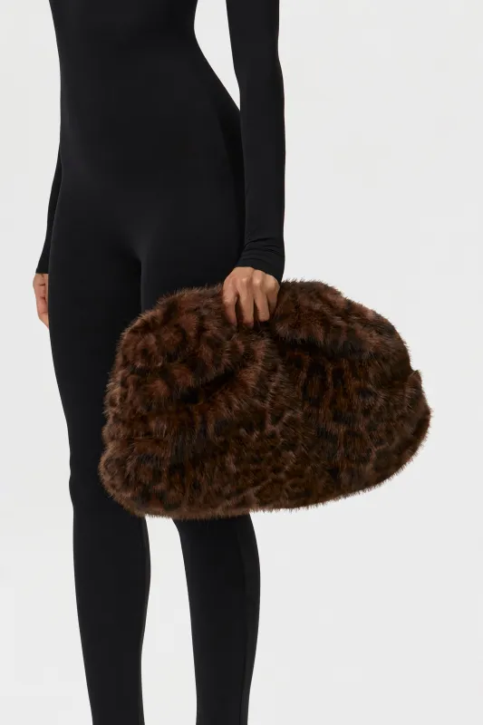 Faux Fur Oversized Leopard Clutch sold by Naked Wardrobe