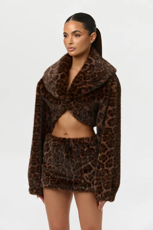 Faux Fur Leopard Shrug sold by Naked Wardrobe