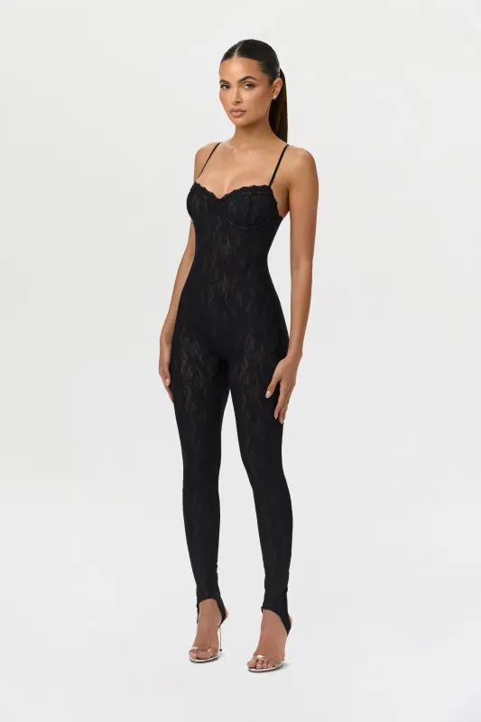 Stretch Lace Stirrup Jumpsuit sold by Naked Wardrobe