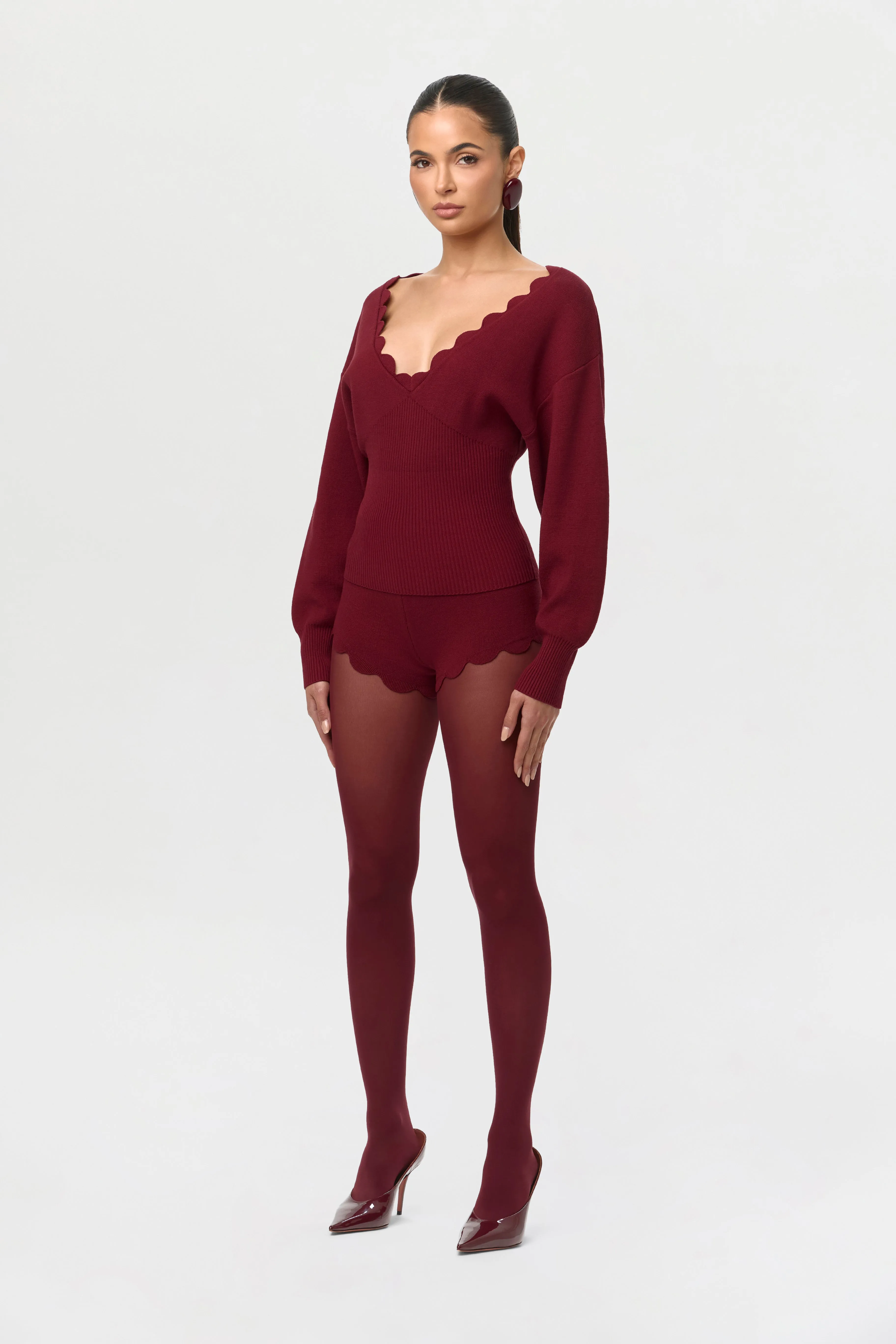 Knit Scallop Shorts sold by Naked Wardrobe product image thumbnail 2