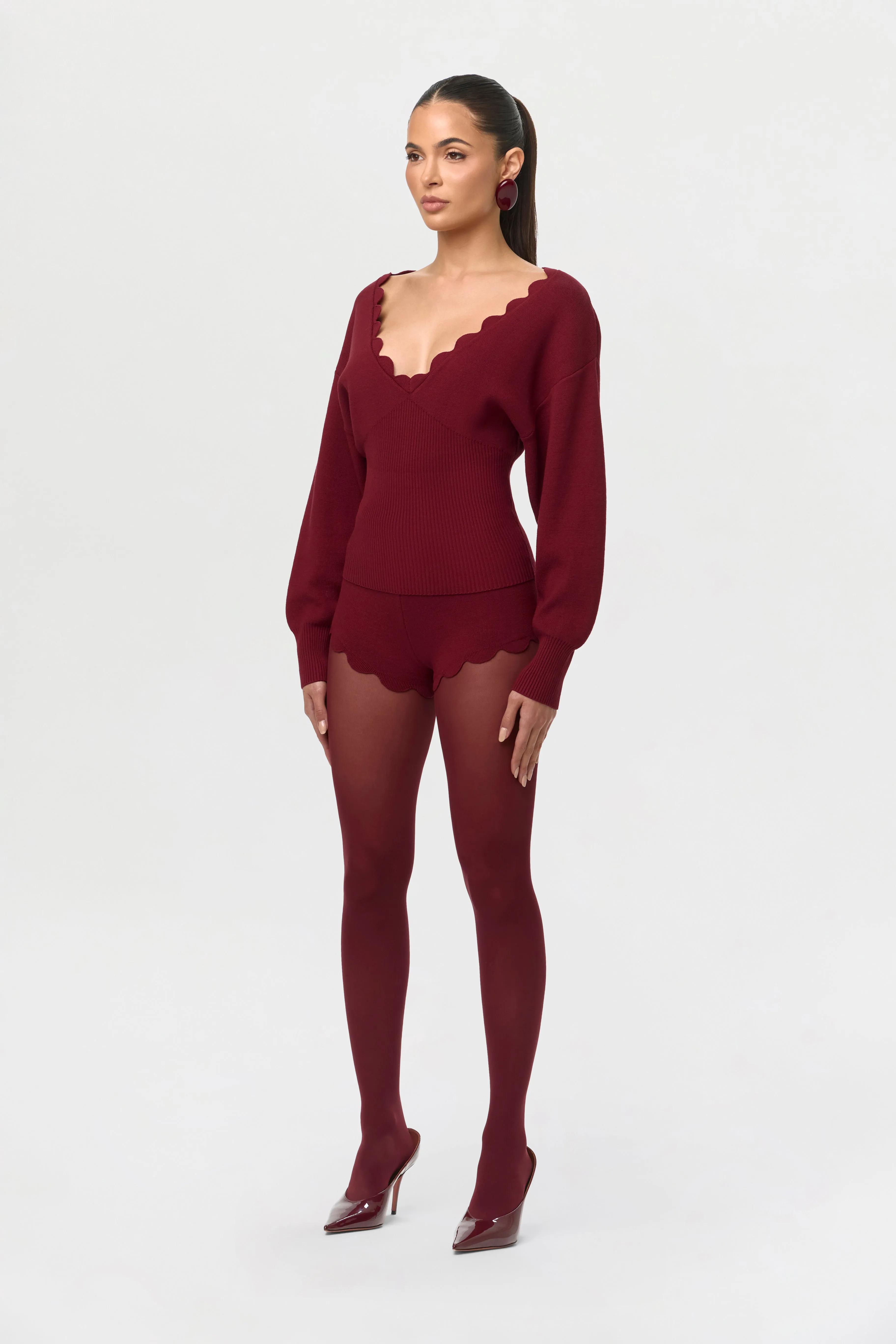 Knit Scallop Shorts sold by Naked Wardrobe product image thumbnail 4