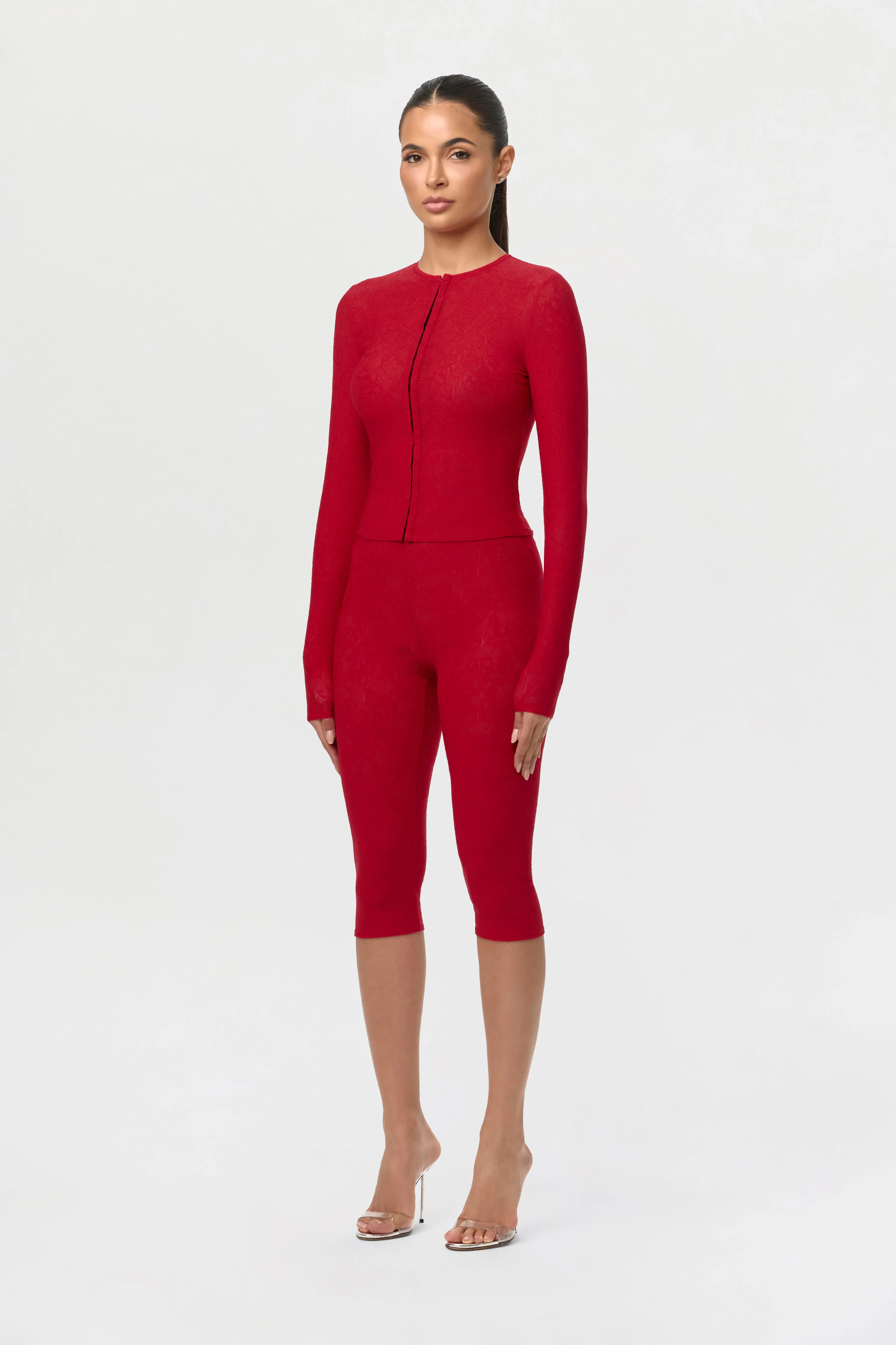 Stretch Lace Cropped Leggings sold by Naked Wardrobe product image thumbnail 3