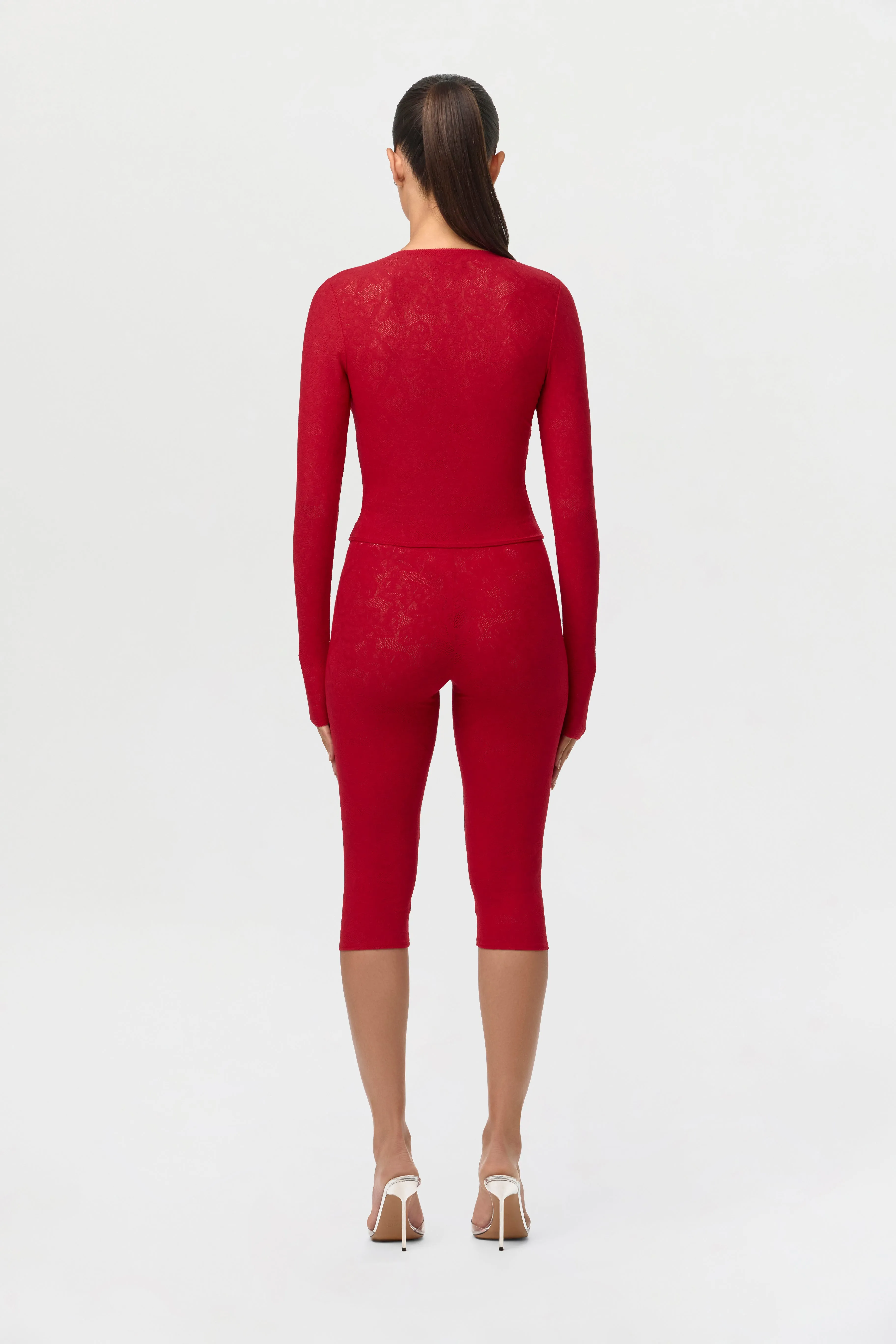 Stretch Lace Cropped Leggings sold by Naked Wardrobe product image thumbnail 5