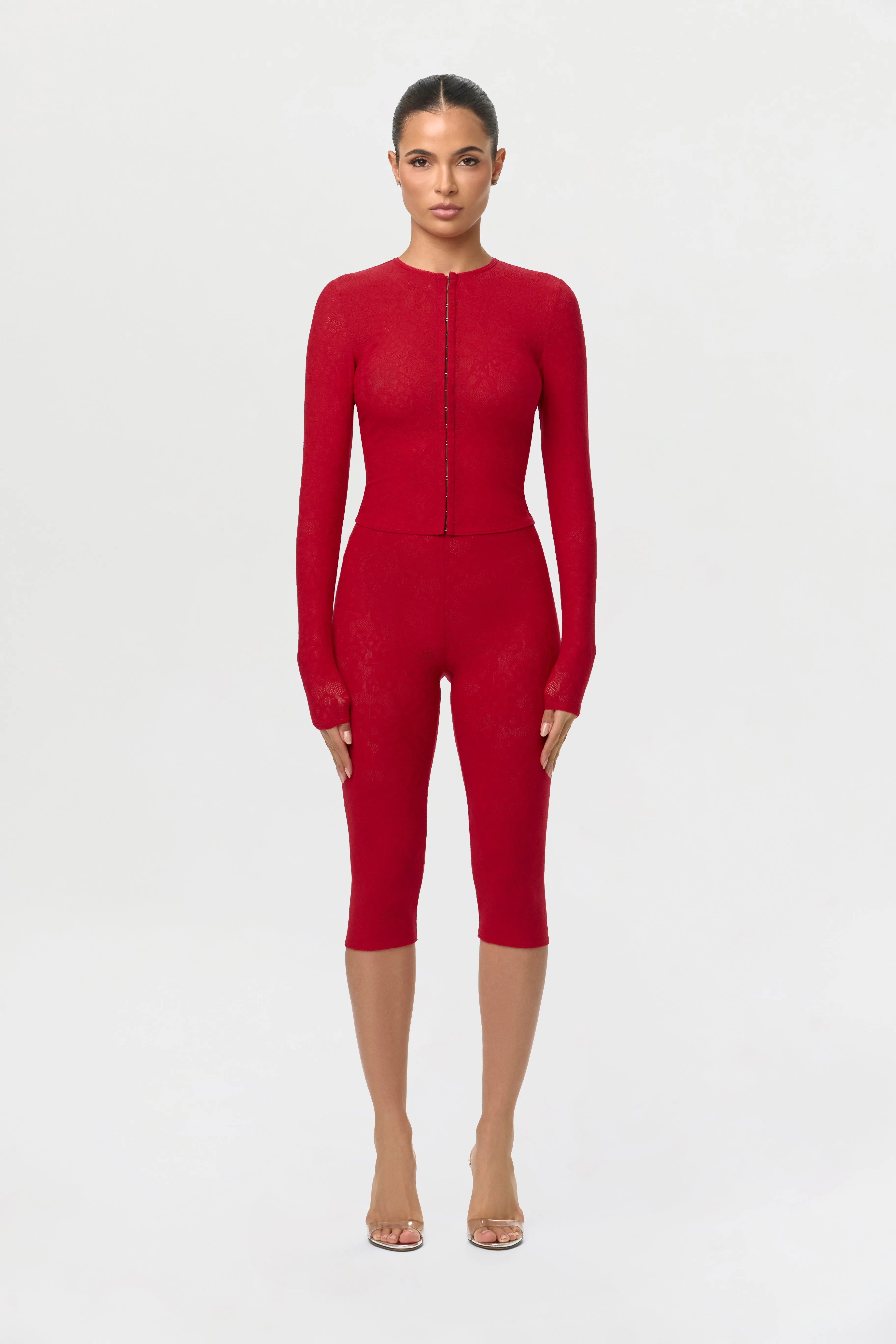 Stretch Lace Cropped Leggings sold by Naked Wardrobe product image thumbnail 2