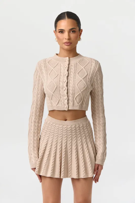 Cable Knit Cropped Cardigan made by Naked Wardrobe