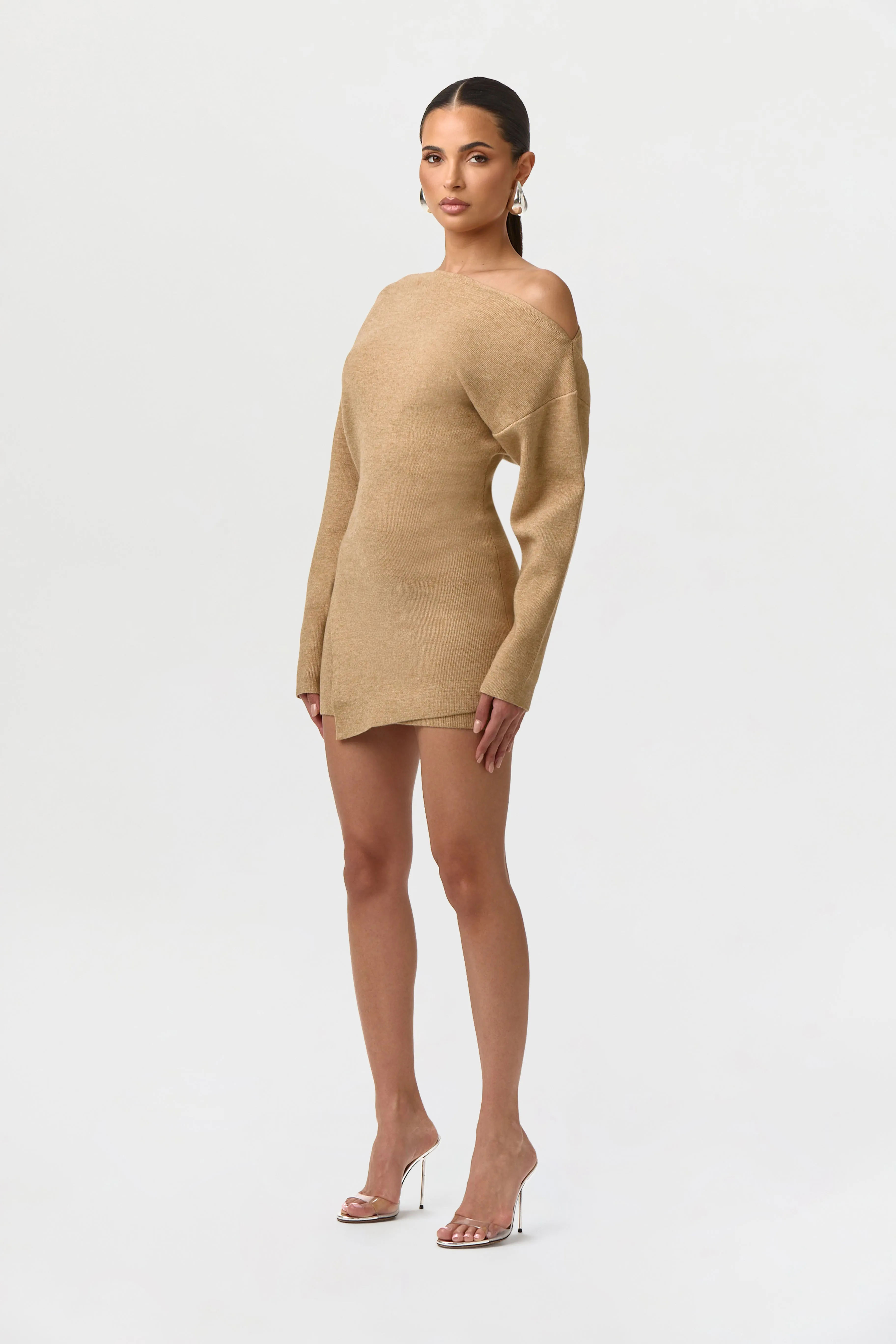 Knit Off-Shoulder Asymmetric Top sold by Naked Wardrobe product image thumbnail 3