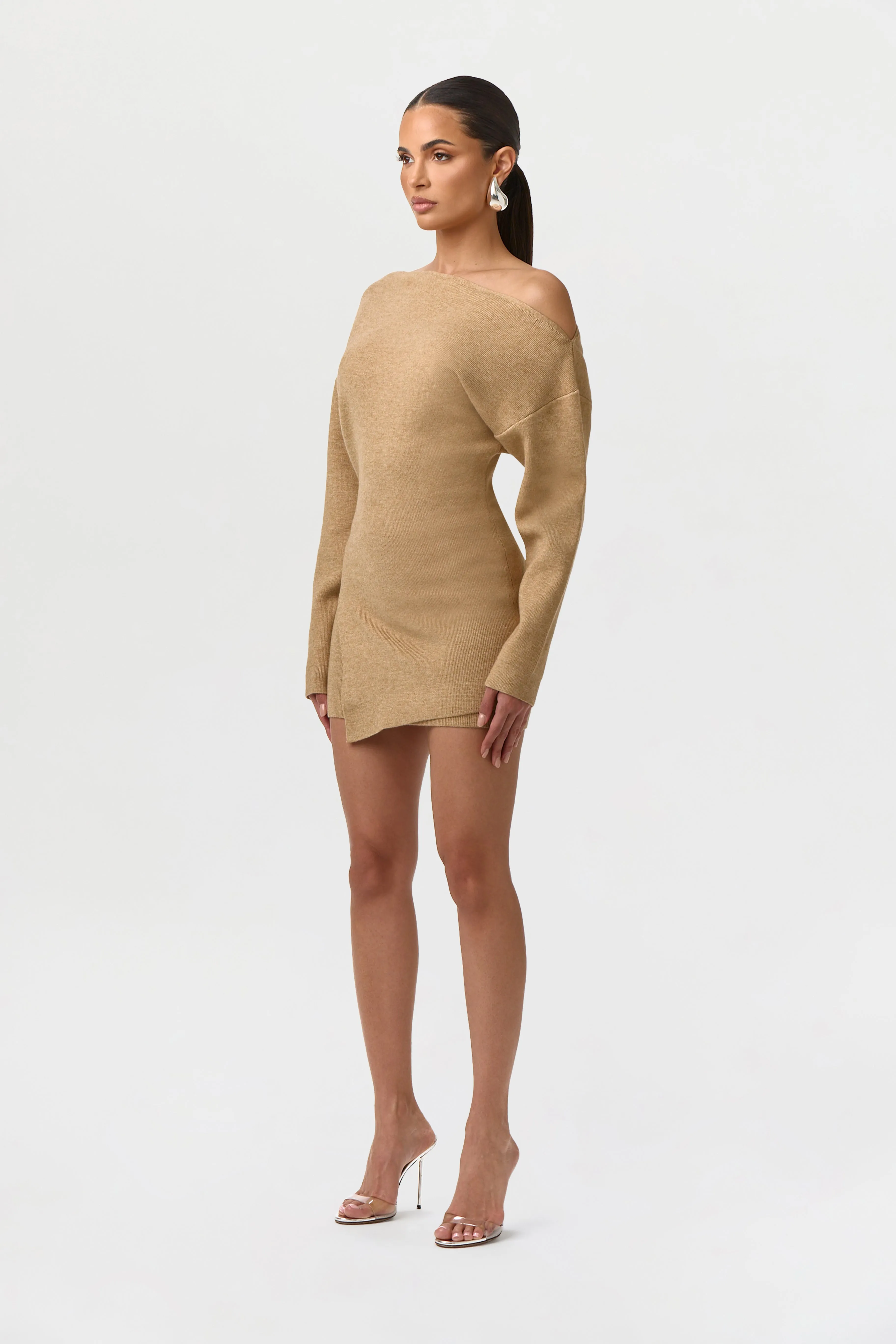 Knit Off-Shoulder Asymmetric Top sold by Naked Wardrobe product image thumbnail 4