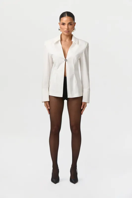 Shirting Open Front Button Top made by Naked Wardrobe