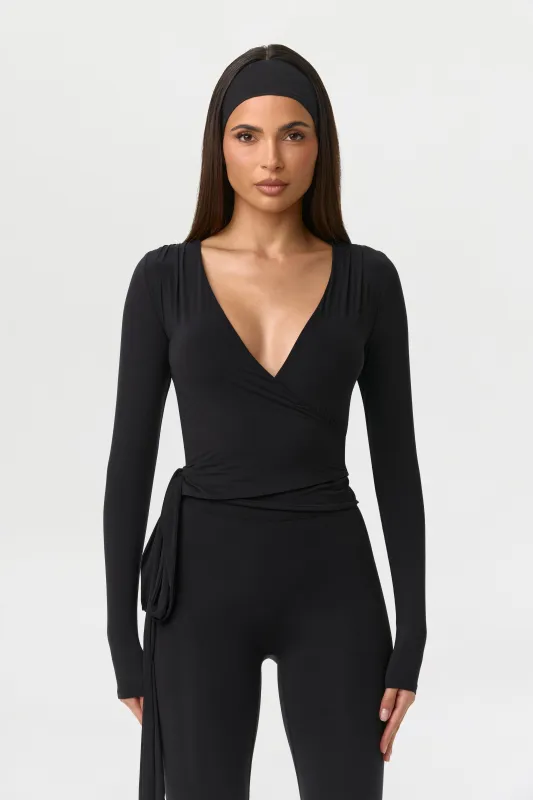 Naked Wrap V-Neck Top made by Naked Wardrobe