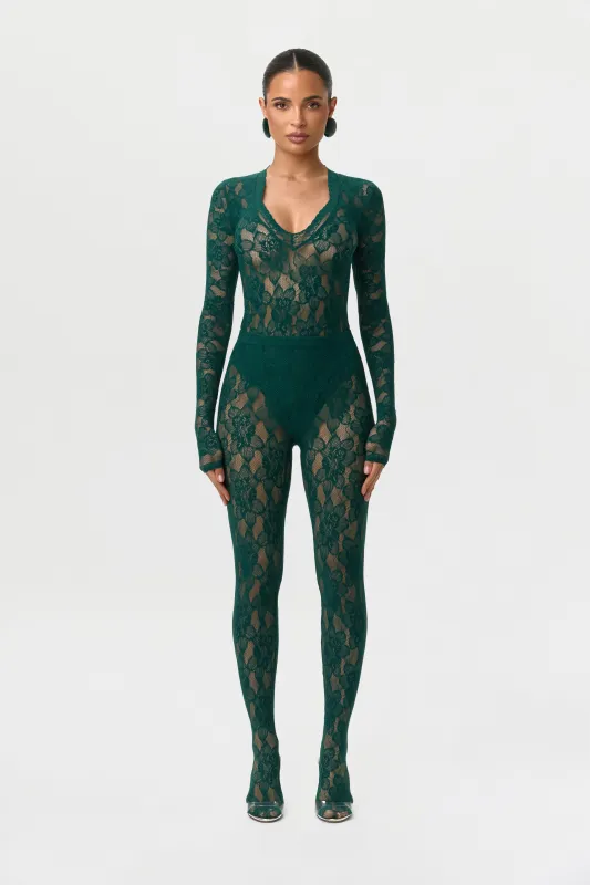 Stretch Lace Closed Toe Legging made by Naked Wardrobe