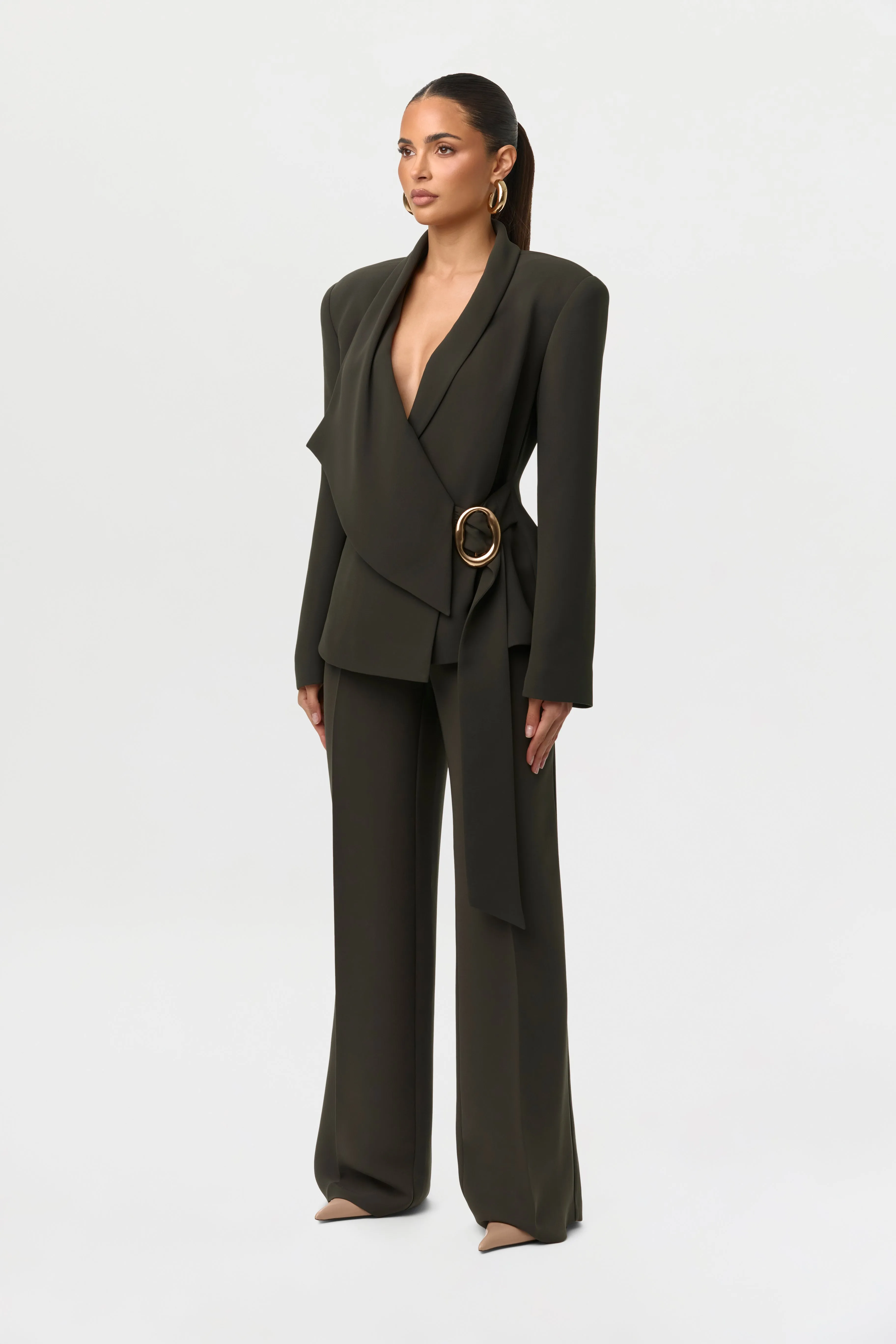 Suiting Pleated Wide-Leg Pants sold by Naked Wardrobe product image thumbnail 4