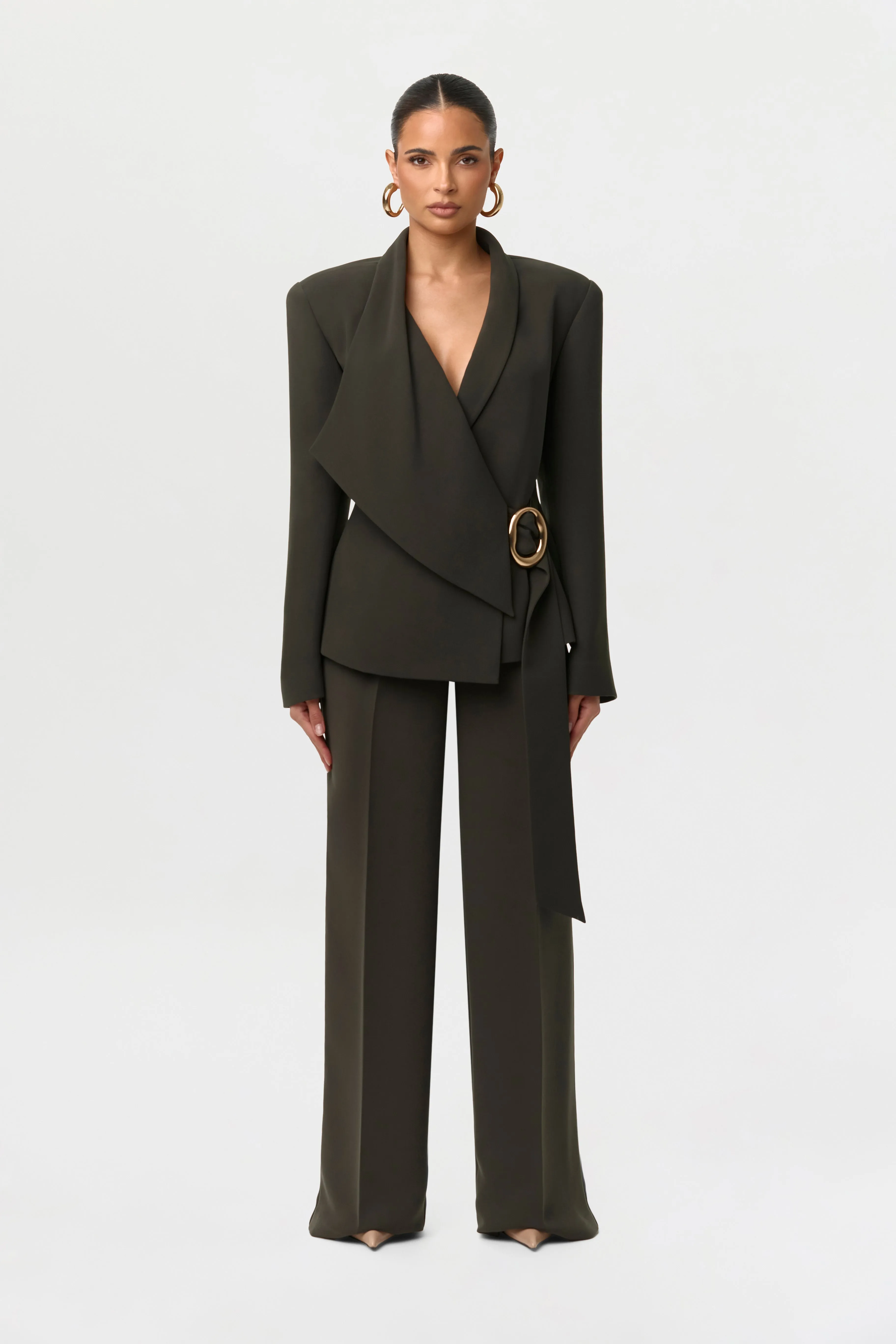 Suiting Pleated Wide-Leg Pants sold by Naked Wardrobe