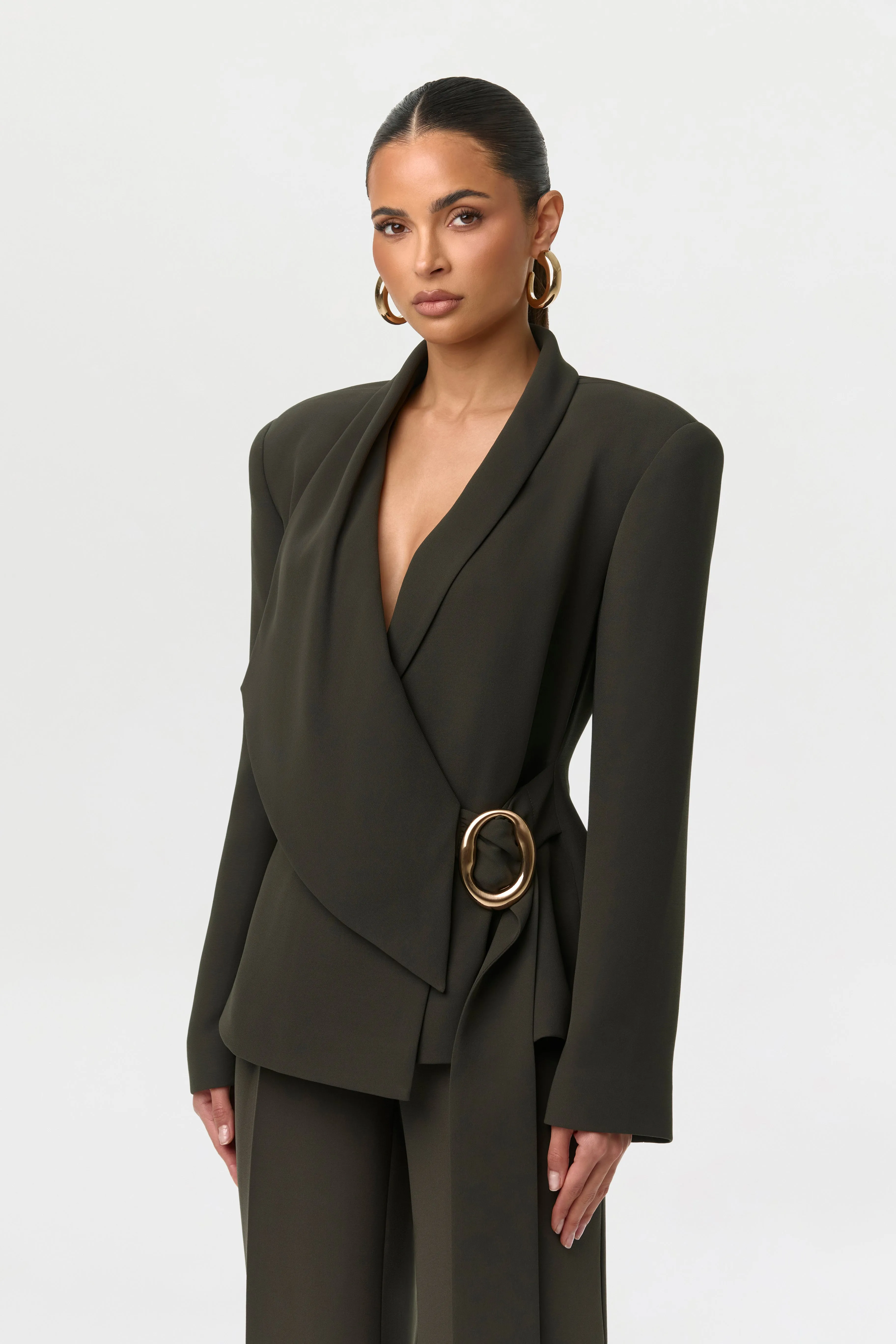 Suiting Asymmetric Wrap Blazer sold by Naked Wardrobe product image thumbnail 4