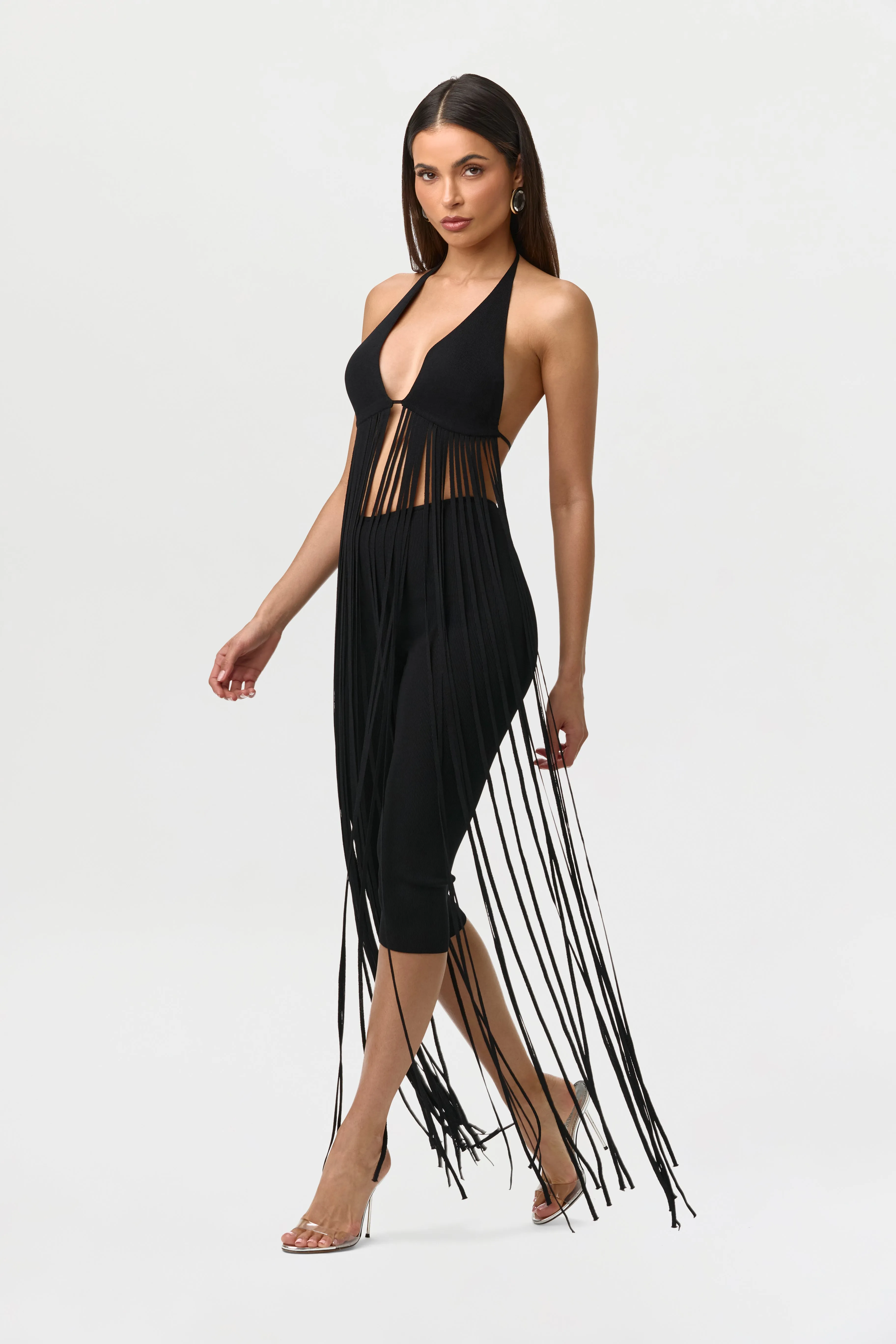 Knit Fringe Bra Halter Top sold by Naked Wardrobe product image thumbnail 4