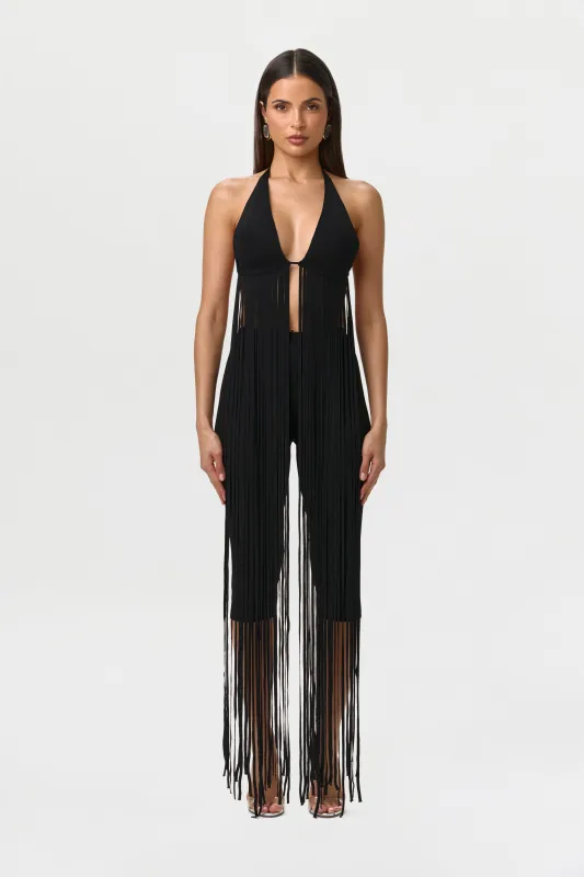 Knit Fringe Bra Halter Top made by Naked Wardrobe