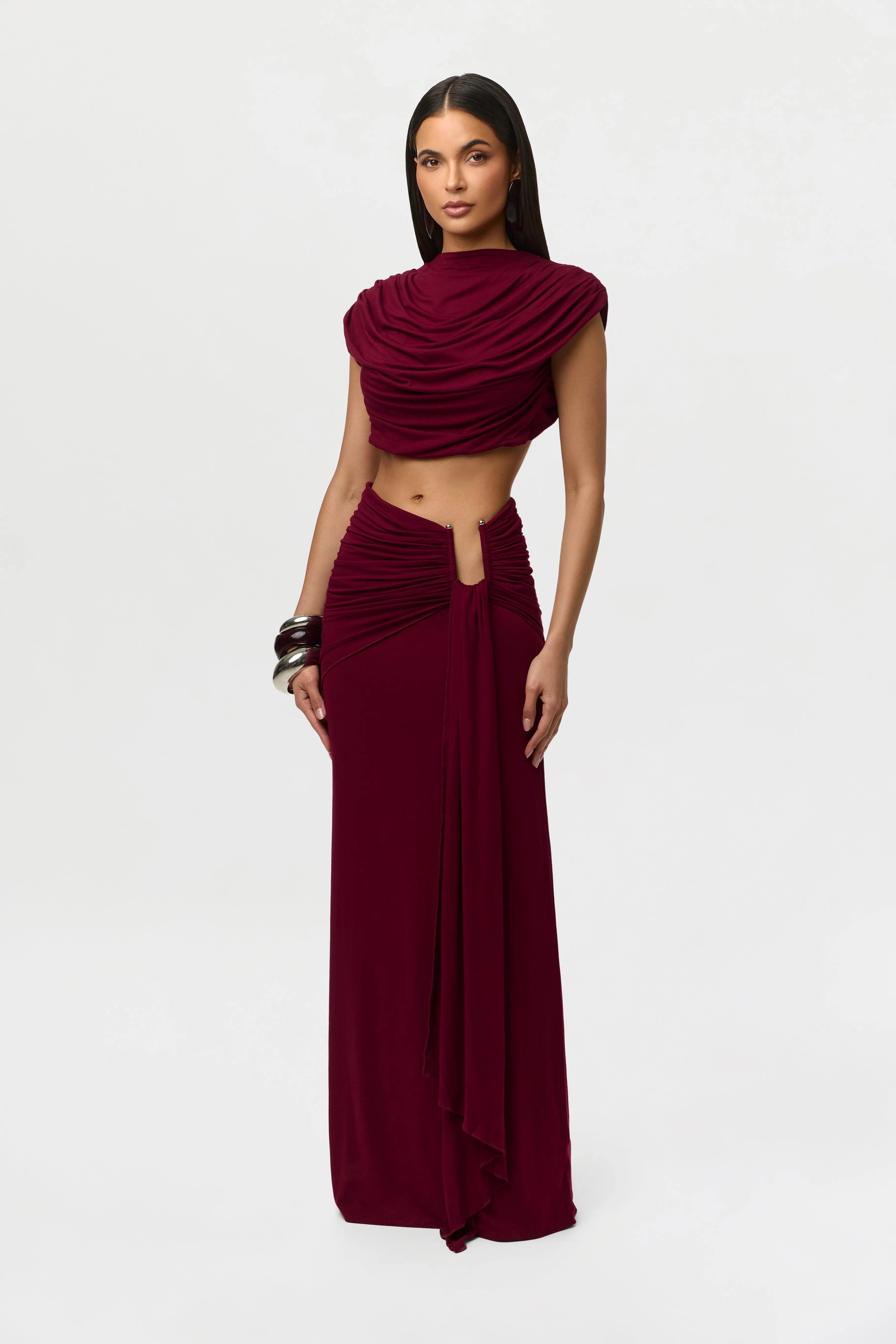 Smooth Draped Wired Maxi Skirt sold by Naked Wardrobe product image thumbnail 2