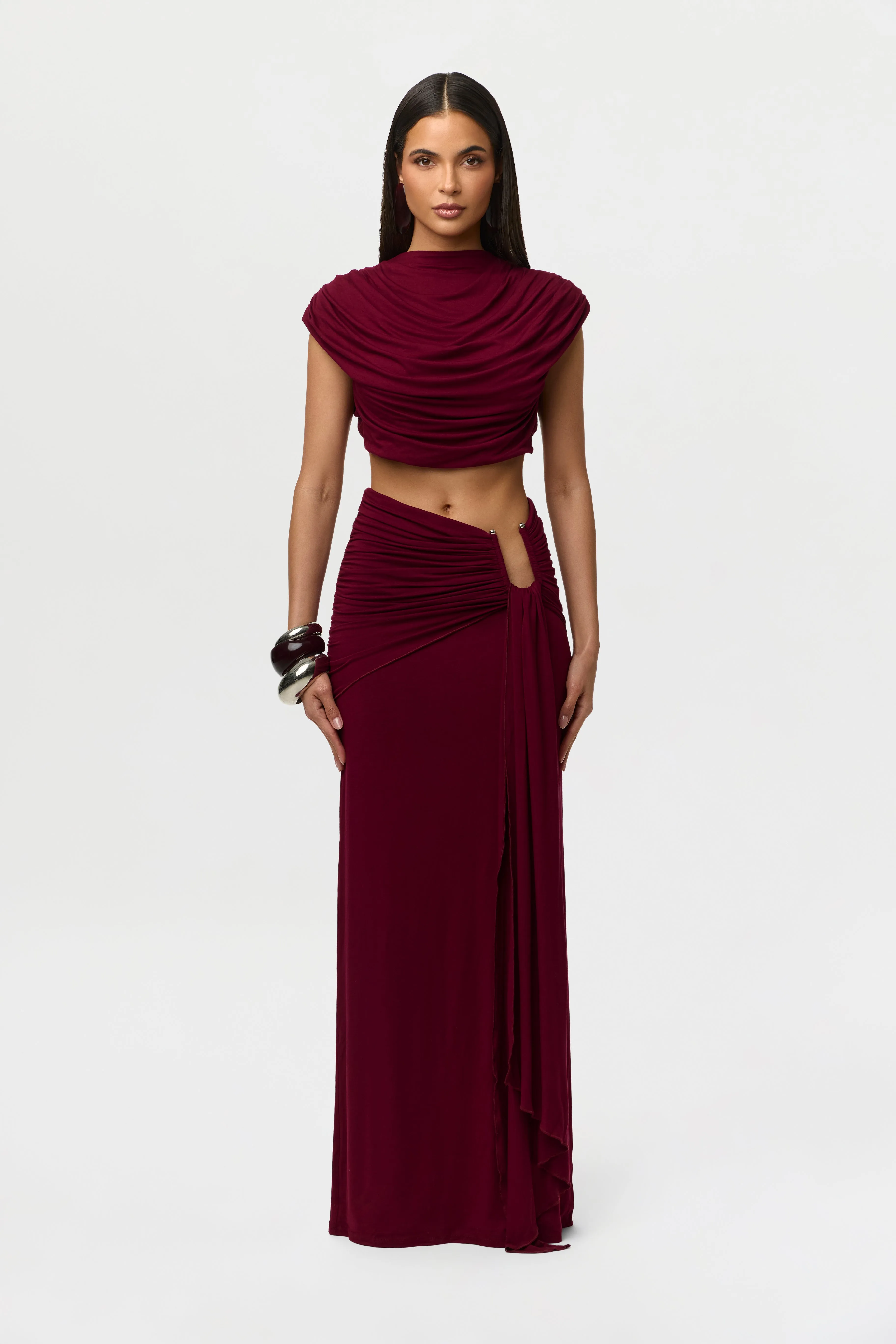 Smooth Draped Wired Maxi Skirt sold by Naked Wardrobe