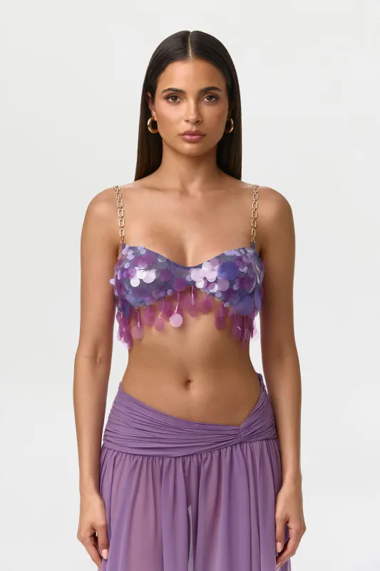 Sequin Chain Link Crop Top made by Naked Wardrobe