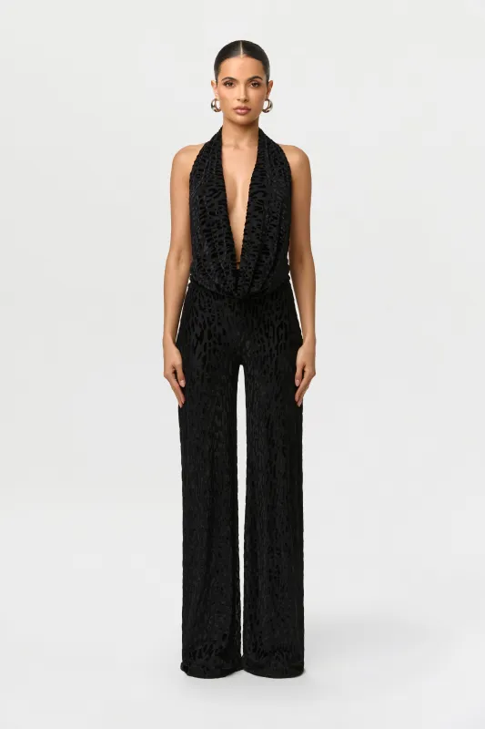 Burnout Halter Open Back Jumpsuit made by Naked Wardrobe