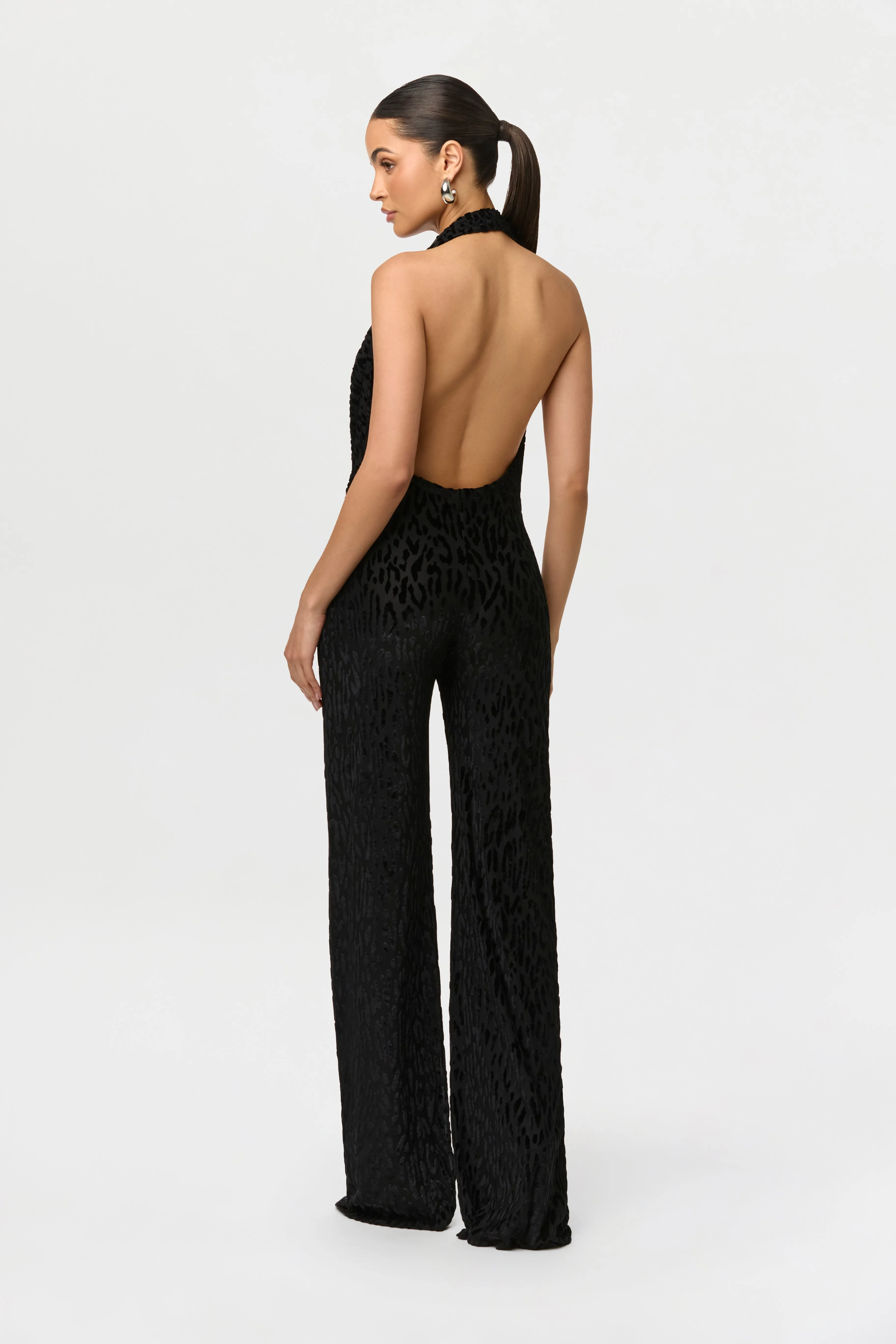 Burnout Halter Open Back Jumpsuit sold by Naked Wardrobe product image thumbnail 4