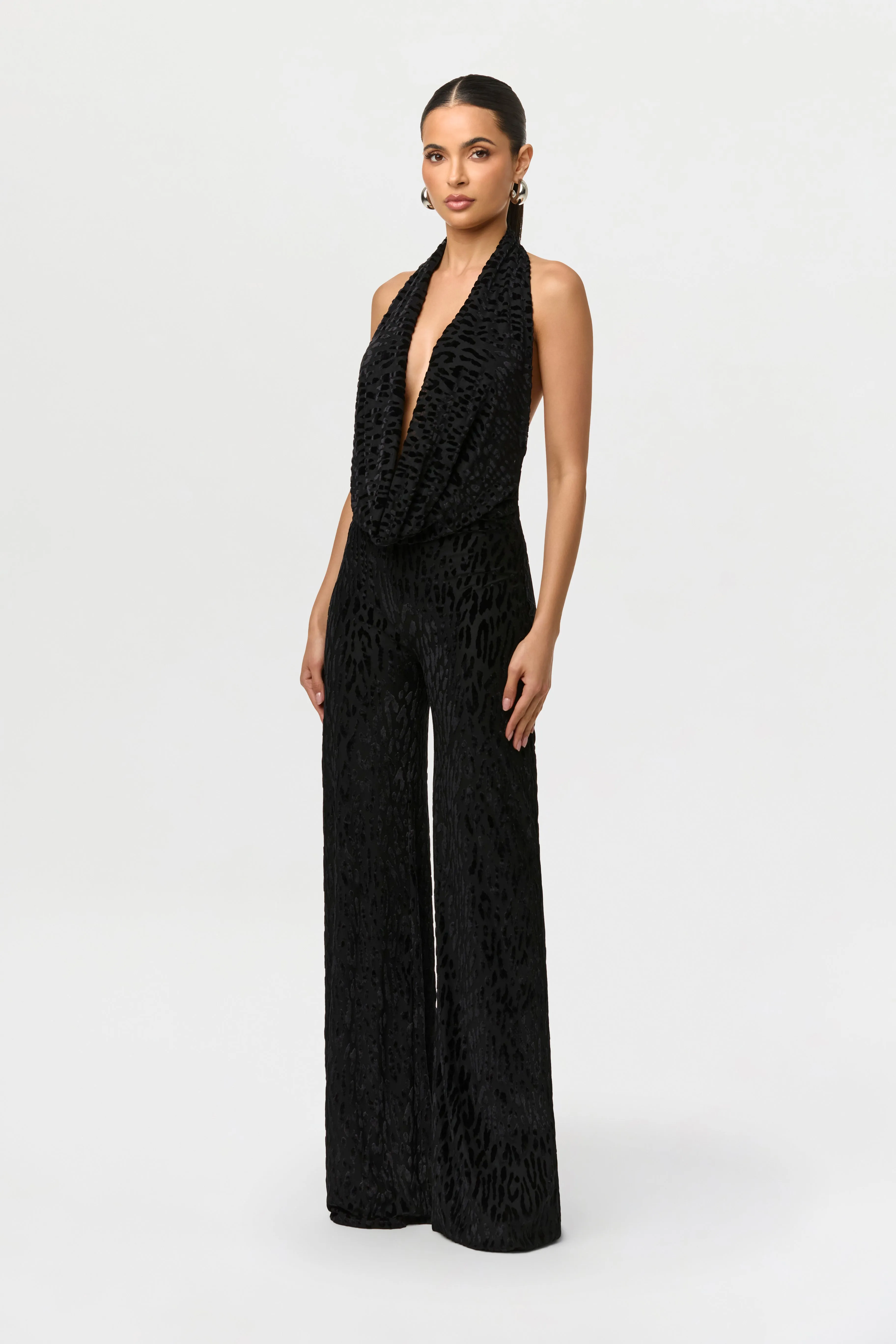 Burnout Halter Open Back Jumpsuit sold by Naked Wardrobe product image thumbnail 3