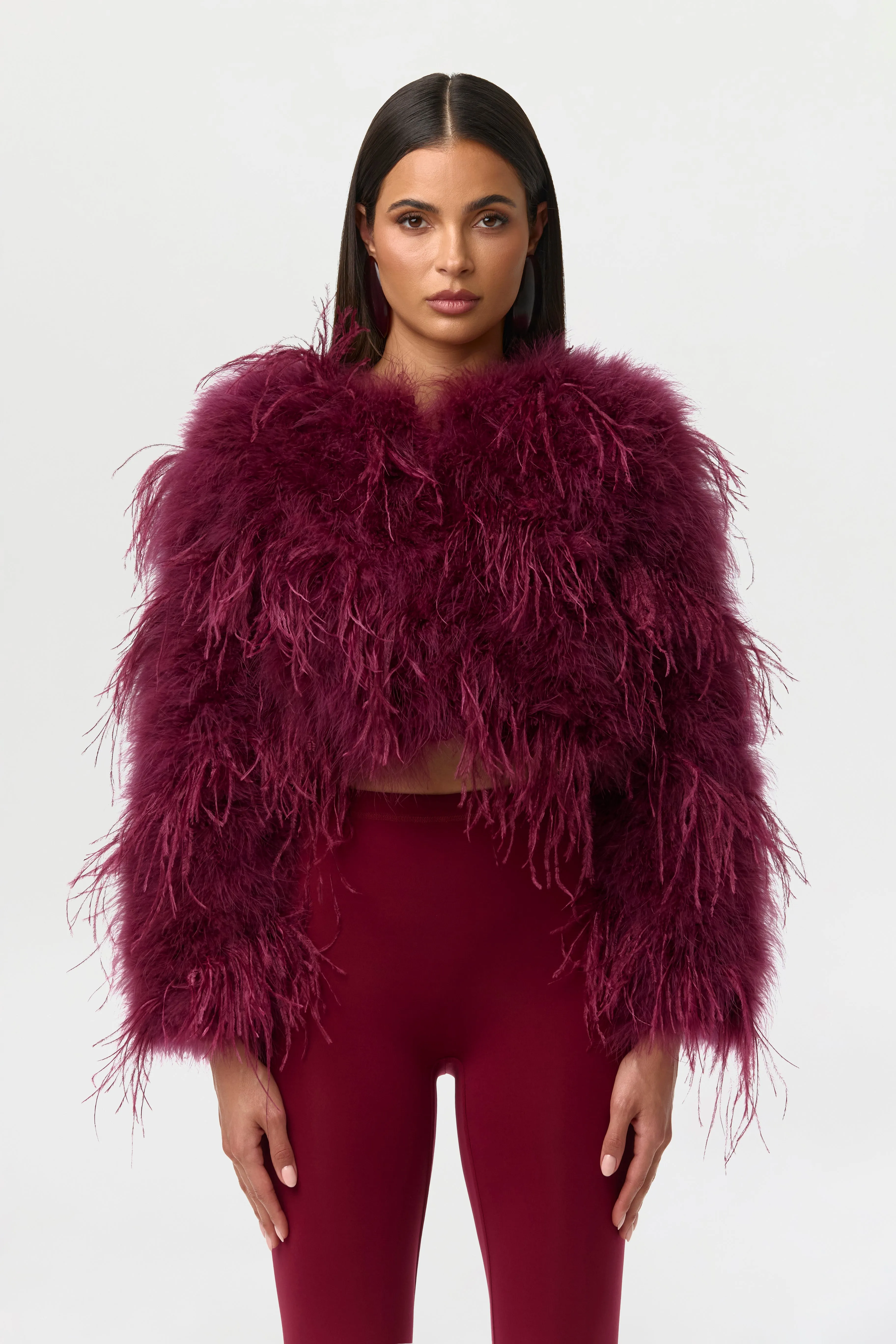 Feather Cropped Jacket sold by Naked Wardrobe