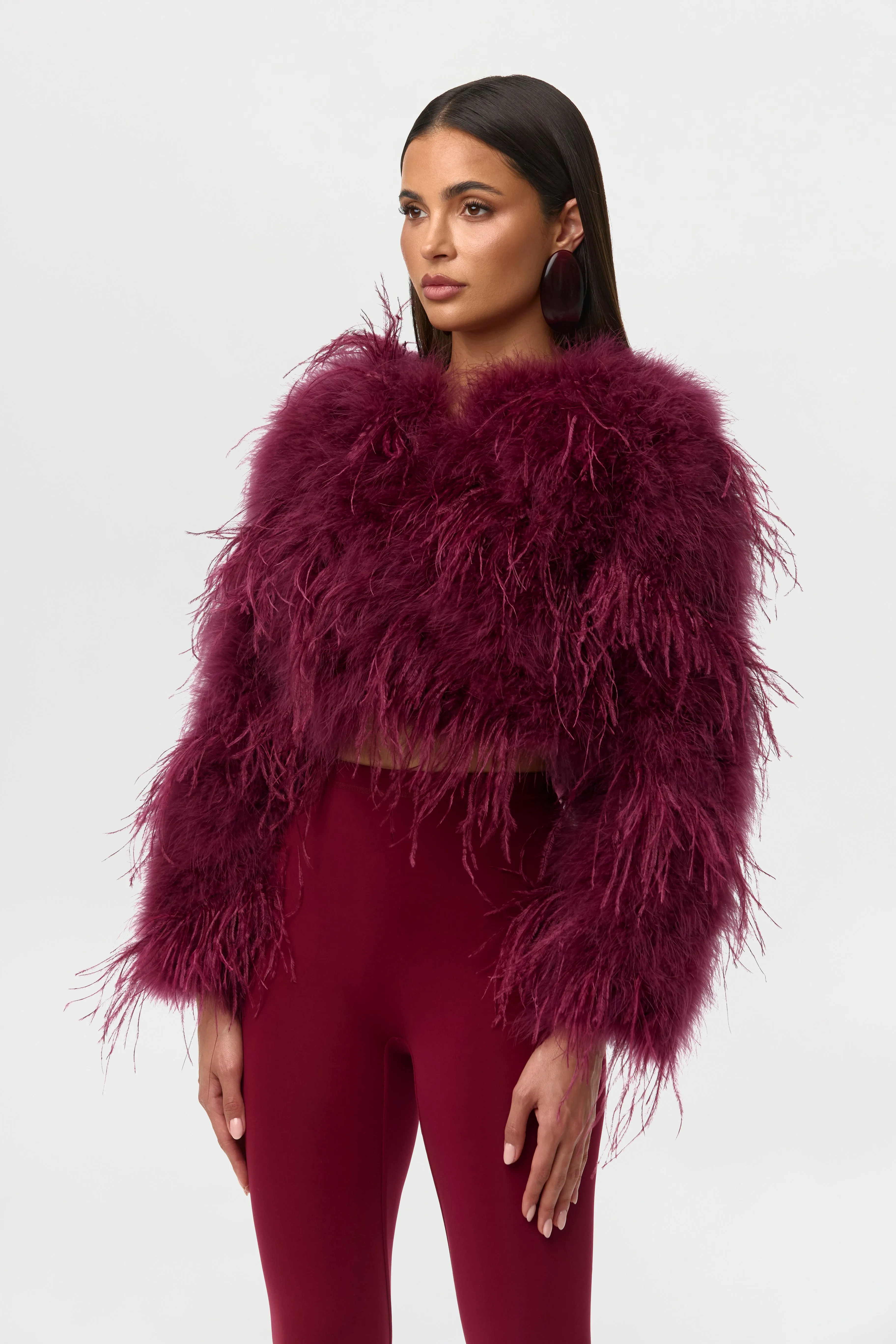 Feather Cropped Jacket sold by Naked Wardrobe product image thumbnail 3