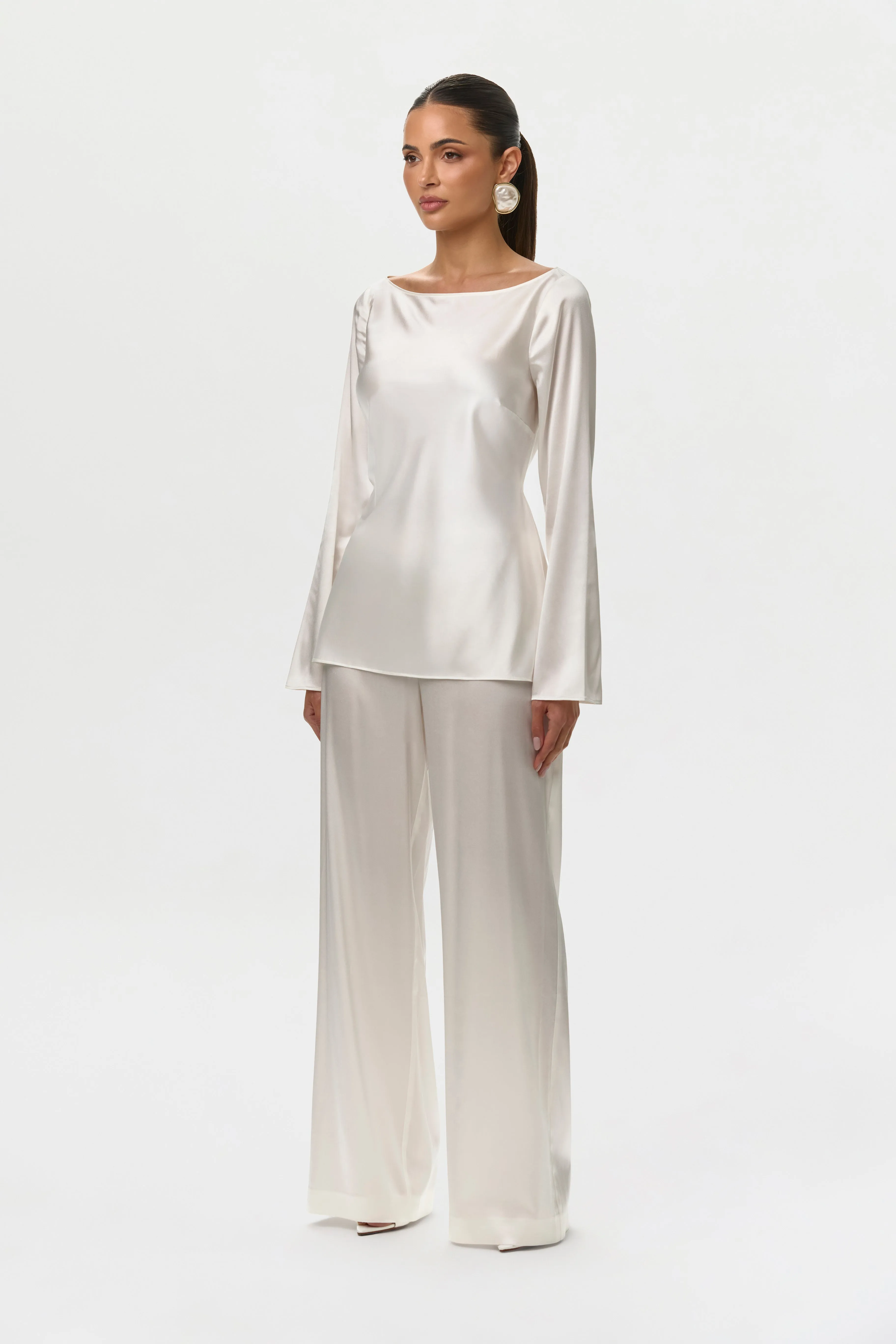 Silk Wide Leg Pants sold by Naked Wardrobe product image thumbnail 3