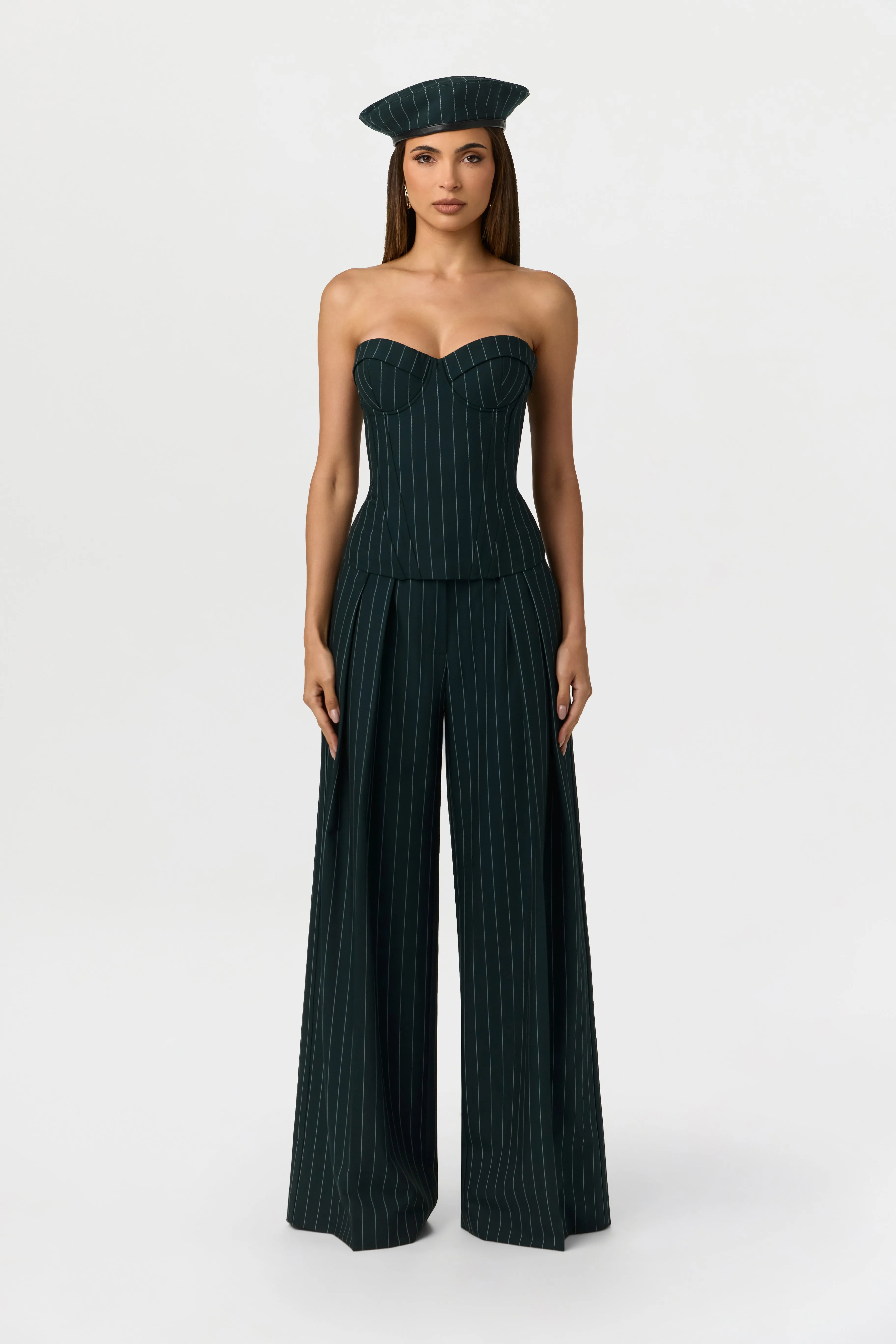 Suiting Pinstripe Corset Top sold by Naked Wardrobe product image thumbnail 2