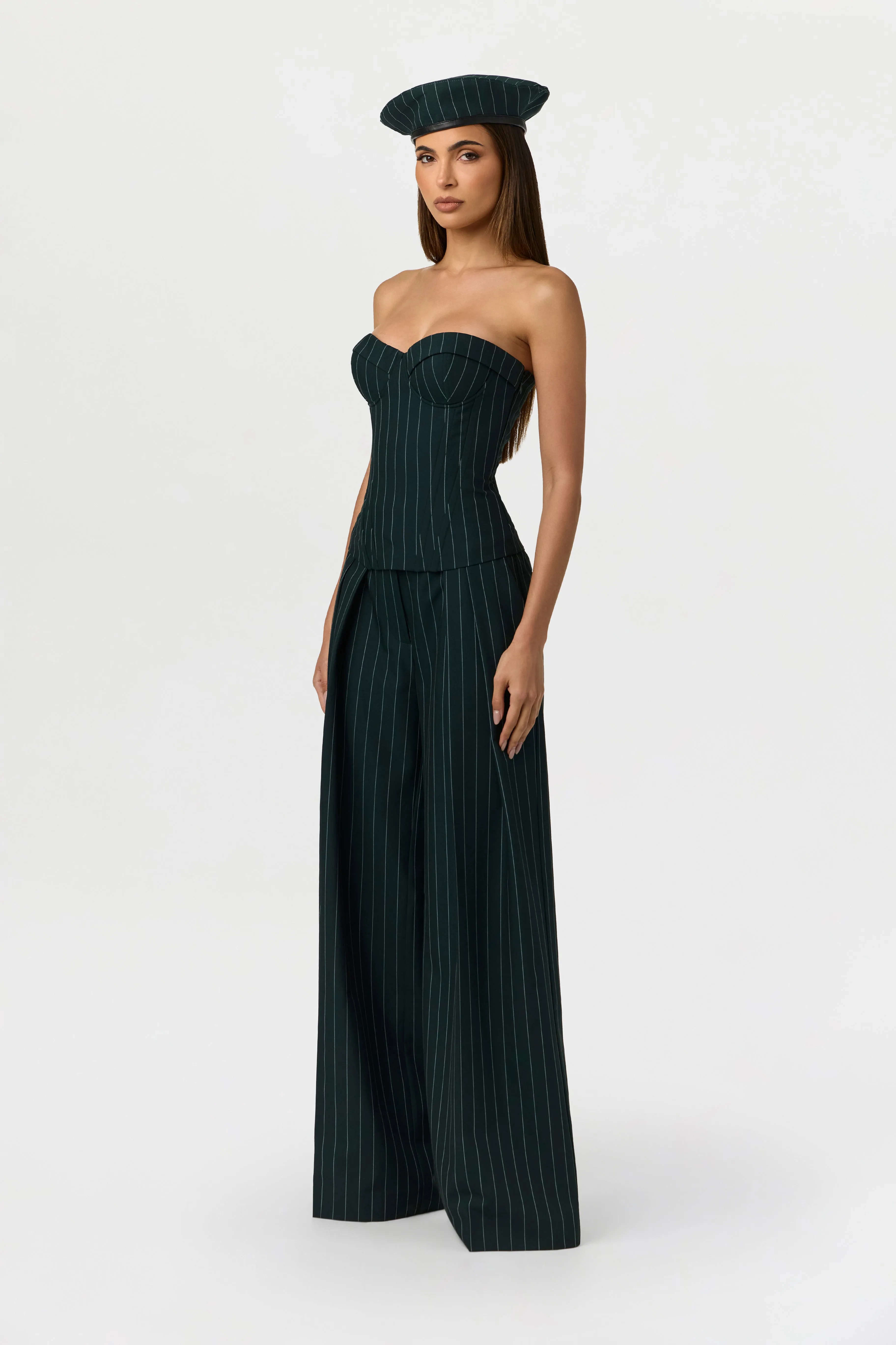 Suiting Pinstripe Corset Top sold by Naked Wardrobe product image thumbnail 3