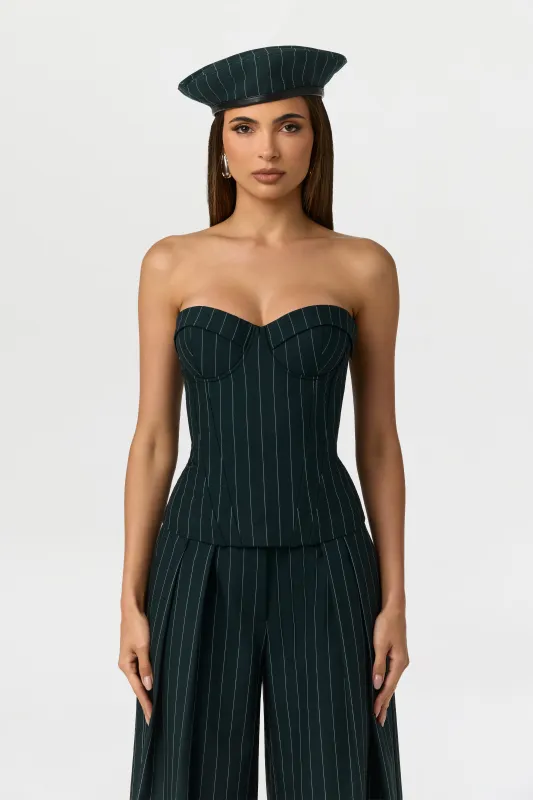 Suiting Pinstripe Corset Top made by Naked Wardrobe