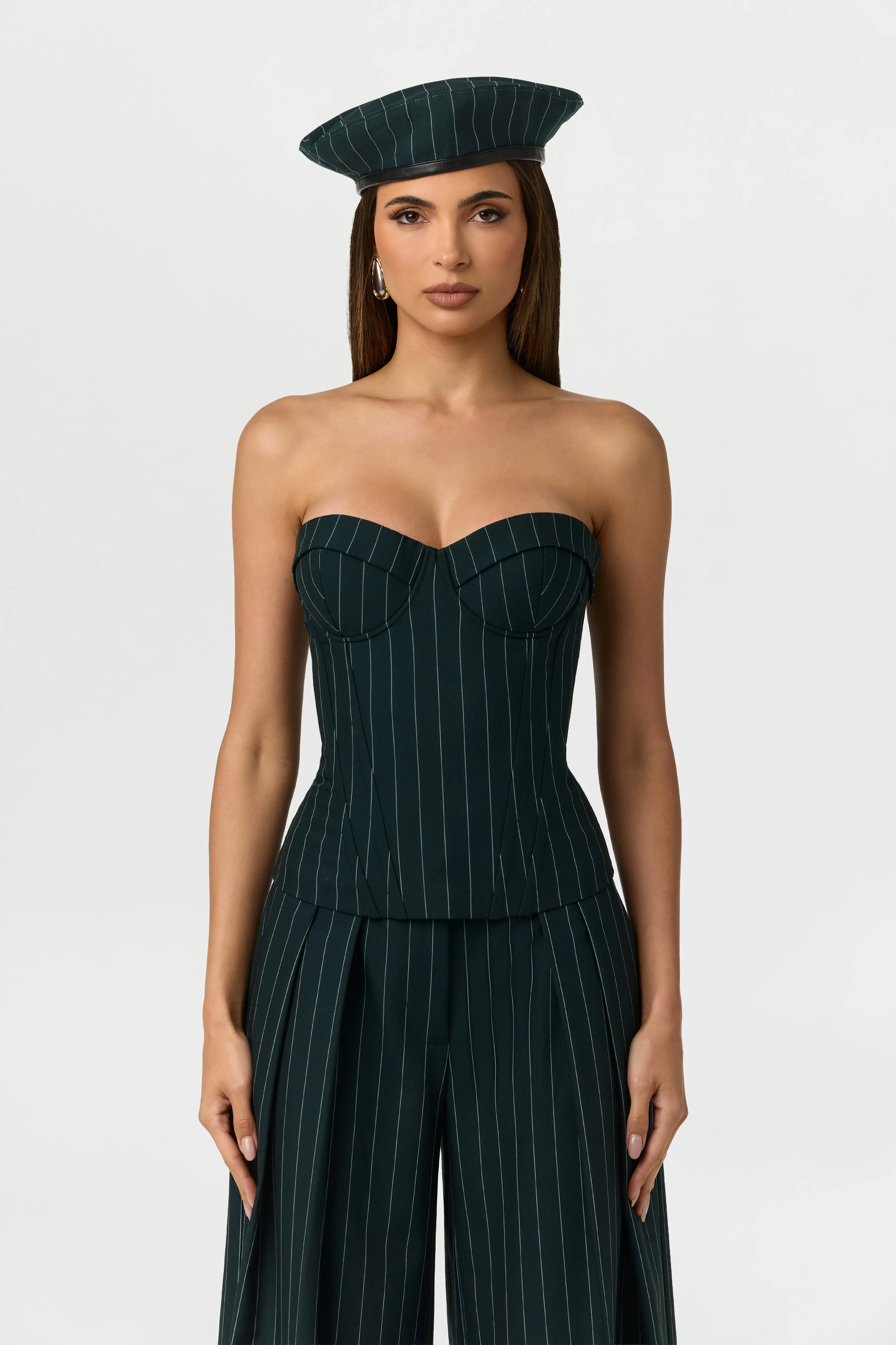 Suiting Pinstripe Corset Top sold by Naked Wardrobe