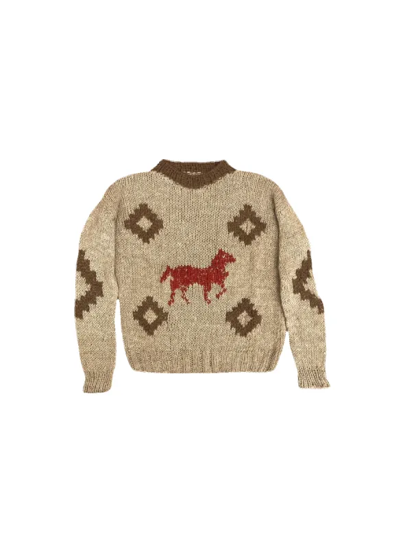 Red Horse Hand-Knitted Llama Sweater sold by Fields Outfitting