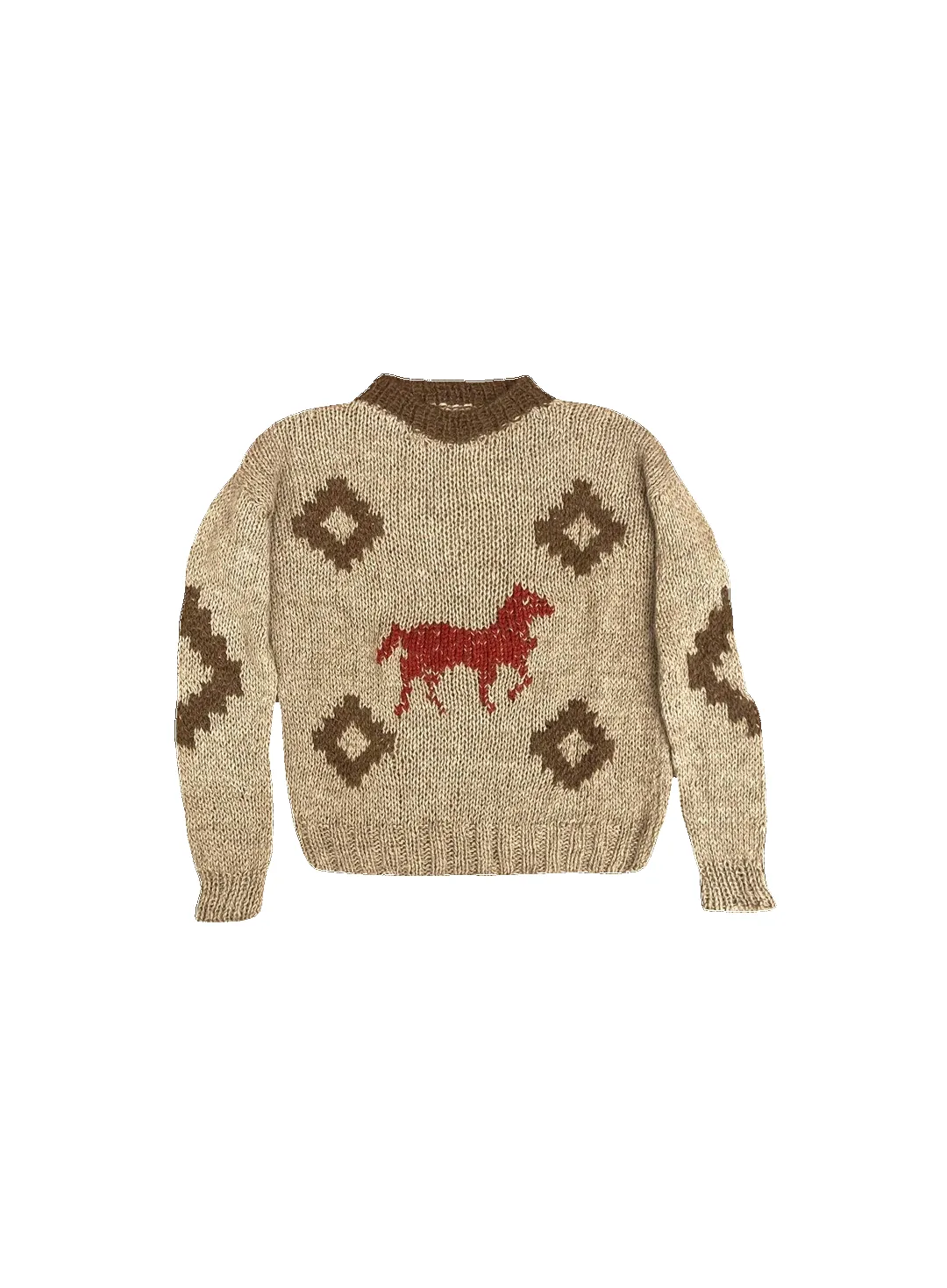 Red Horse Hand-Knitted Llama Sweater sold by Fields Outfitting