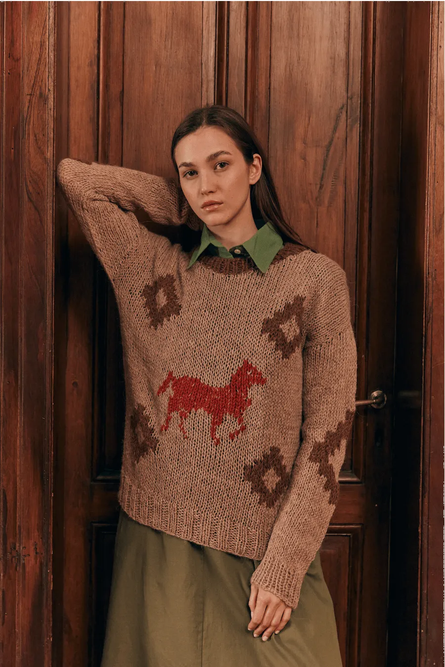 Red Horse Hand-Knitted Llama Sweater sold by Fields Outfitting product image thumbnail 5
