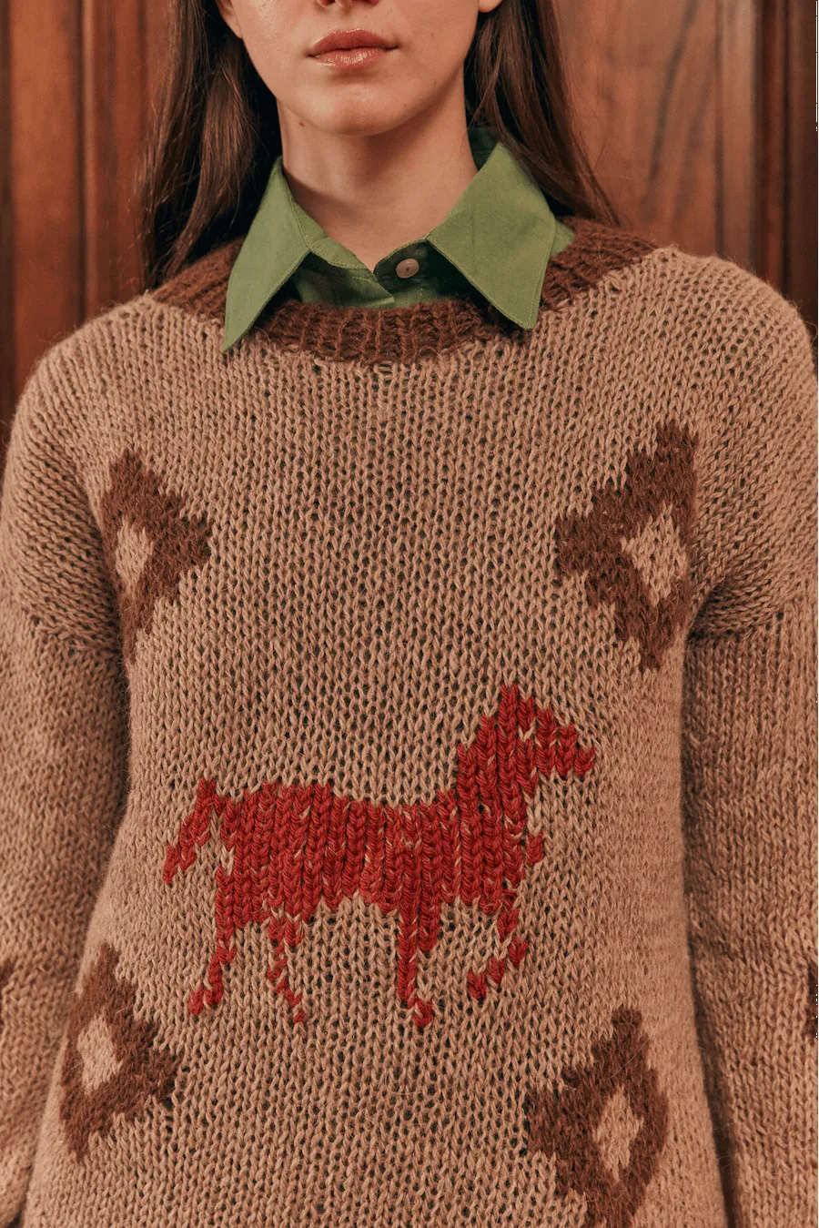 Red Horse Hand-Knitted Llama Sweater sold by Fields Outfitting product image thumbnail 3