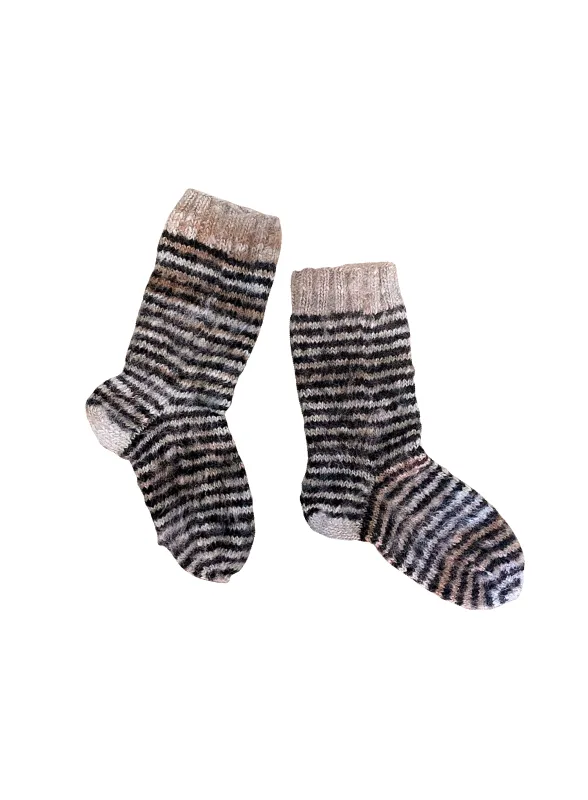 Black and White Hand-Knitted Wool Socks made by Fields Outfitting