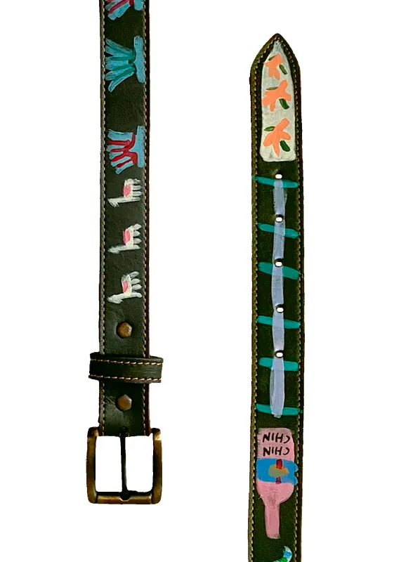 Hand-Painted Leather Belt (Size 36) made by Fields Outfitting