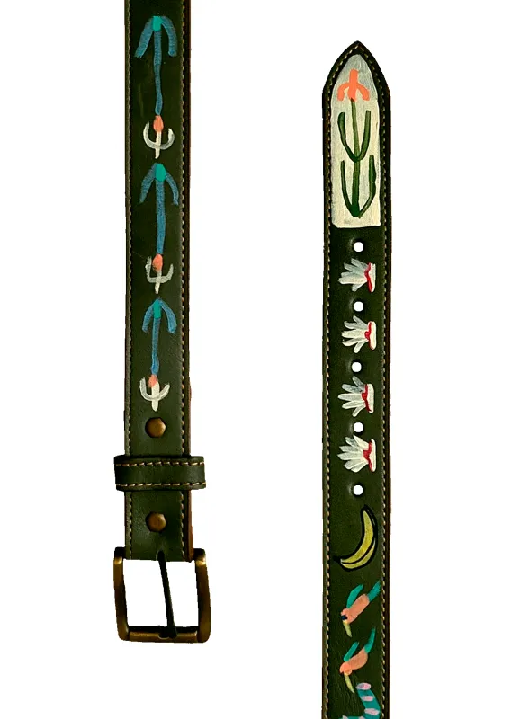 Hand-Painted Leather Belt (Size 26) made by Fields Outfitting