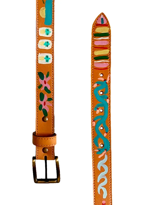 Hand-Painted Leather Belt (Size 38) made by Fields Outfitting