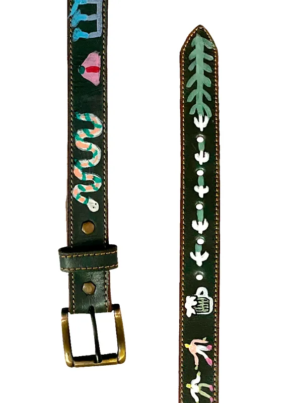 Hand-Painted Leather Belt (Size 38) made by Fields Outfitting