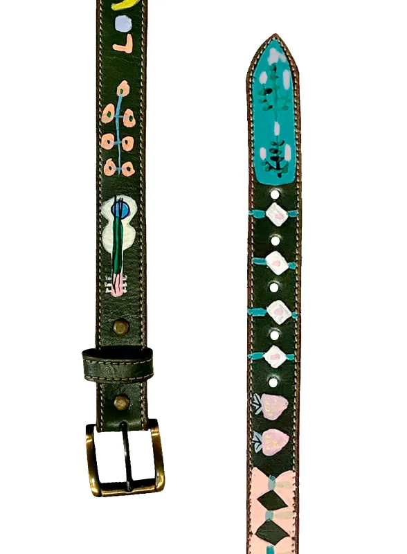 Hand-Painted Leather Belt (Size 38) made by Fields Outfitting